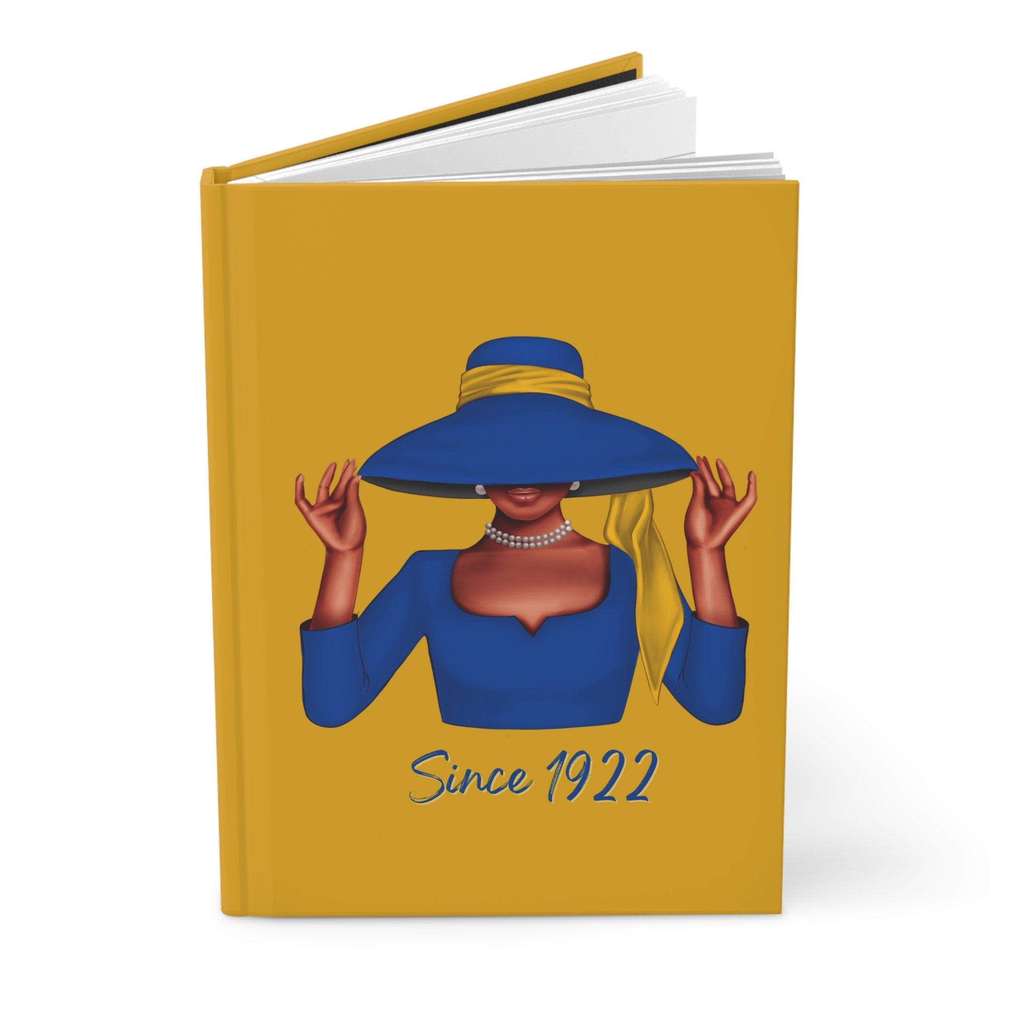 Since 1922 Soror (Blue Dress) Hardcover Journal Matte | Diary | Blue and Gold | 1922 | SGRho Inspired | Sorority Gifts