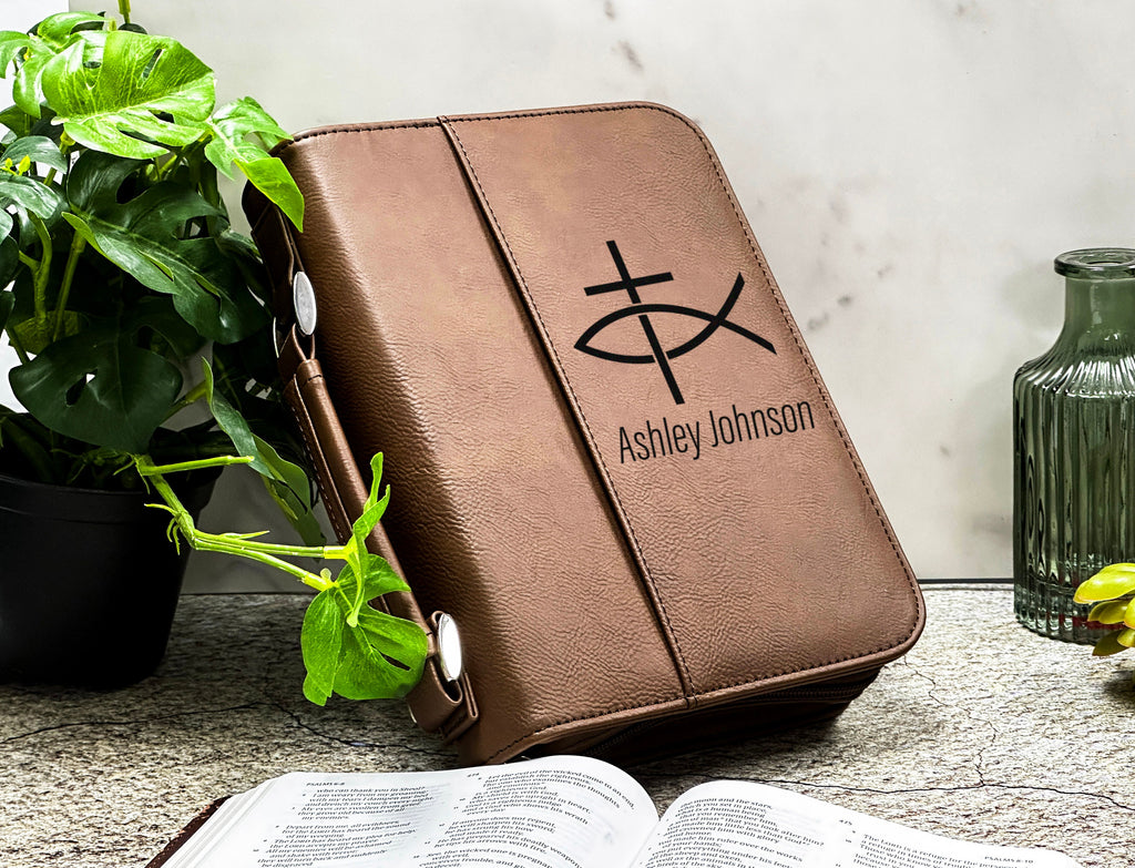Personalized Bible Cover, Monogram Engraved Leather Bible Cover, Custom Cover For Bible, Religious Gifts, Gifts For Grandma, Christmas Gift