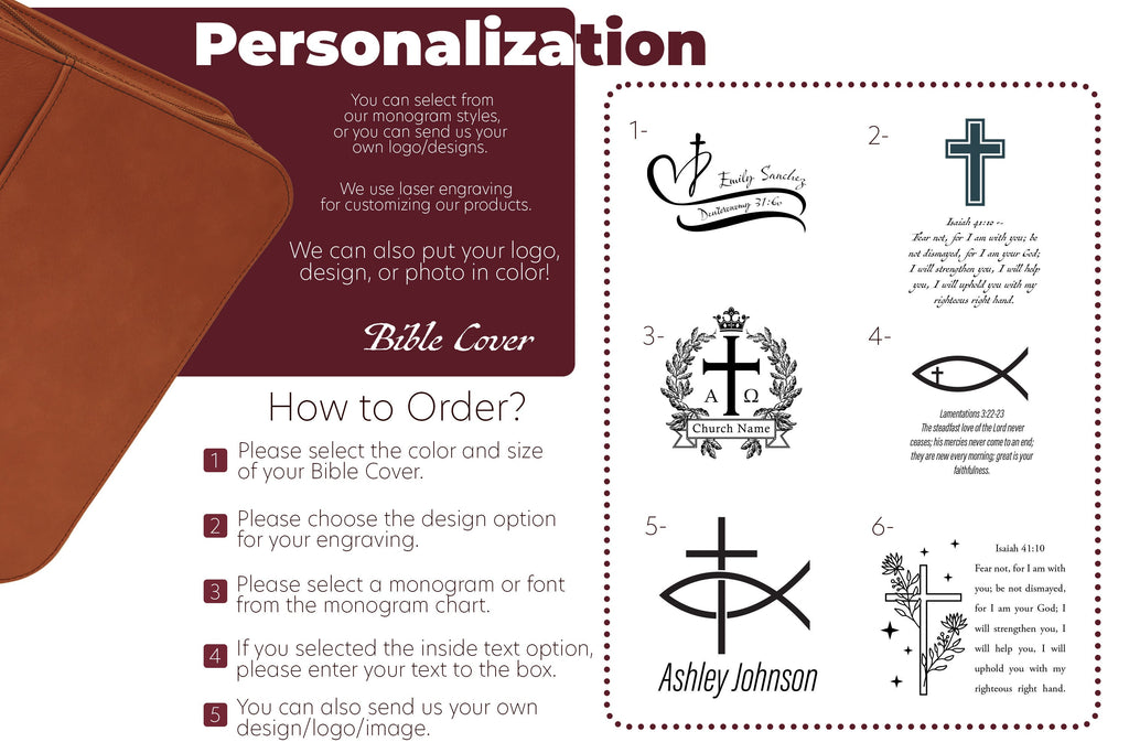 Personalized Bible Cover, Monogram Engraved Leather Bible Cover, Custom Cover For Bible, Religious Gifts, Gifts For Grandma, Christmas Gift