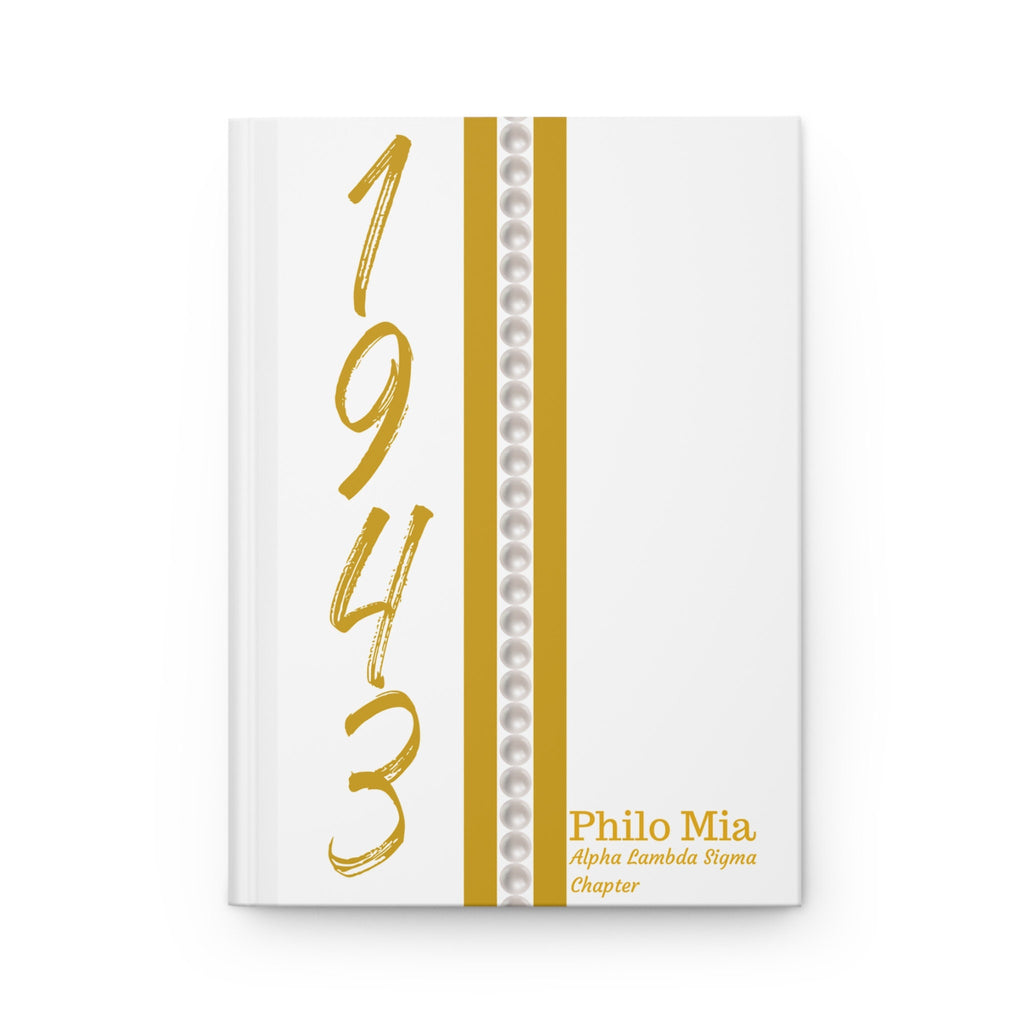 Personalized (Pearls) Philo Affiliate 1943 Jersey (White Cover) Hardcover Journal Matte | Diary | 1943 | Friends of SGRho | Sorority Gifts