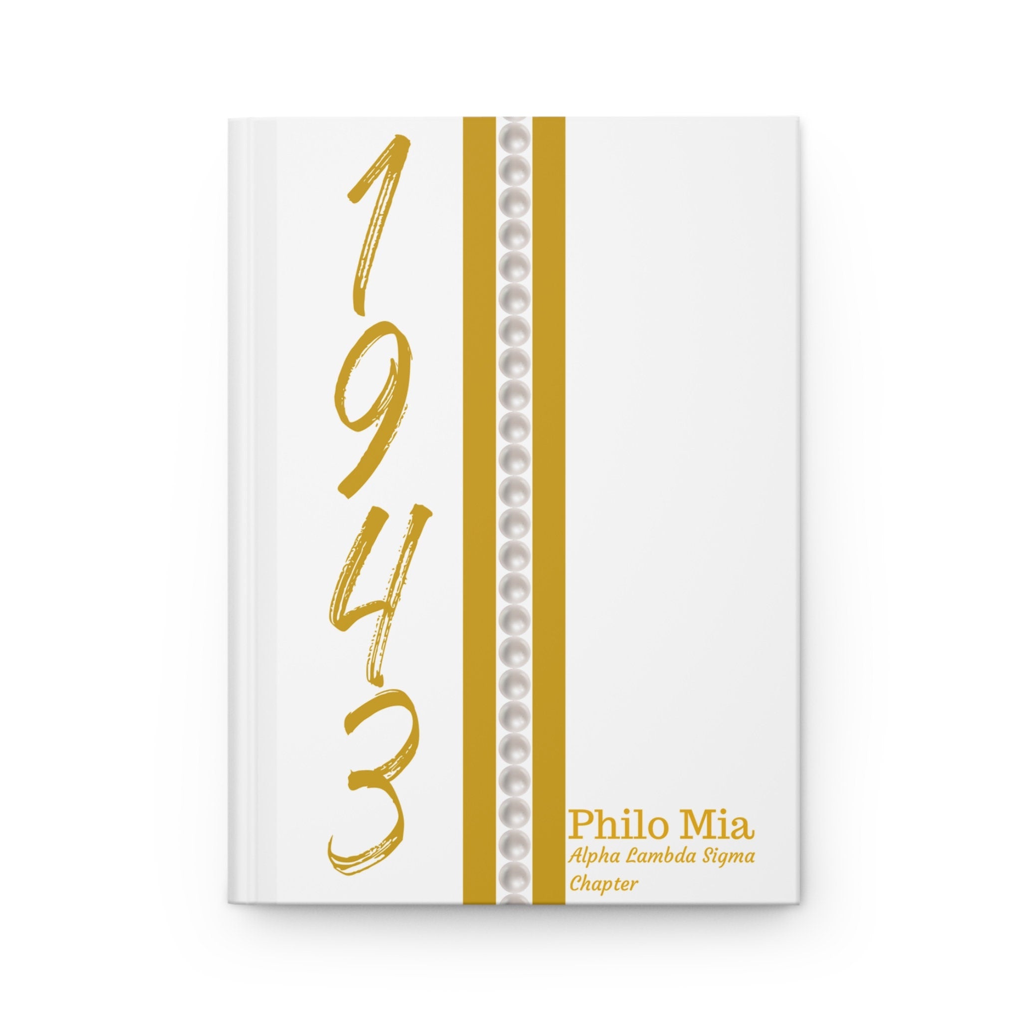 Personalized (Pearls) Philo Affiliate 1943 Jersey (White Cover) Hardcover Journal Matte | Diary | 1943 | Friends of SGRho | Sorority Gifts