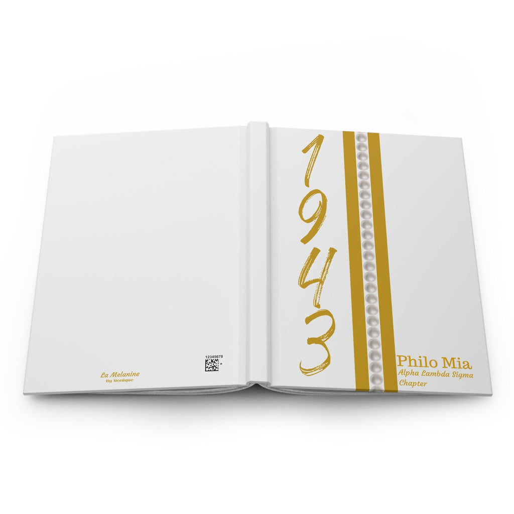 Personalized (Pearls) Philo Affiliate 1943 Jersey (White Cover) Hardcover Journal Matte | Diary | 1943 | Friends of SGRho | Sorority Gifts