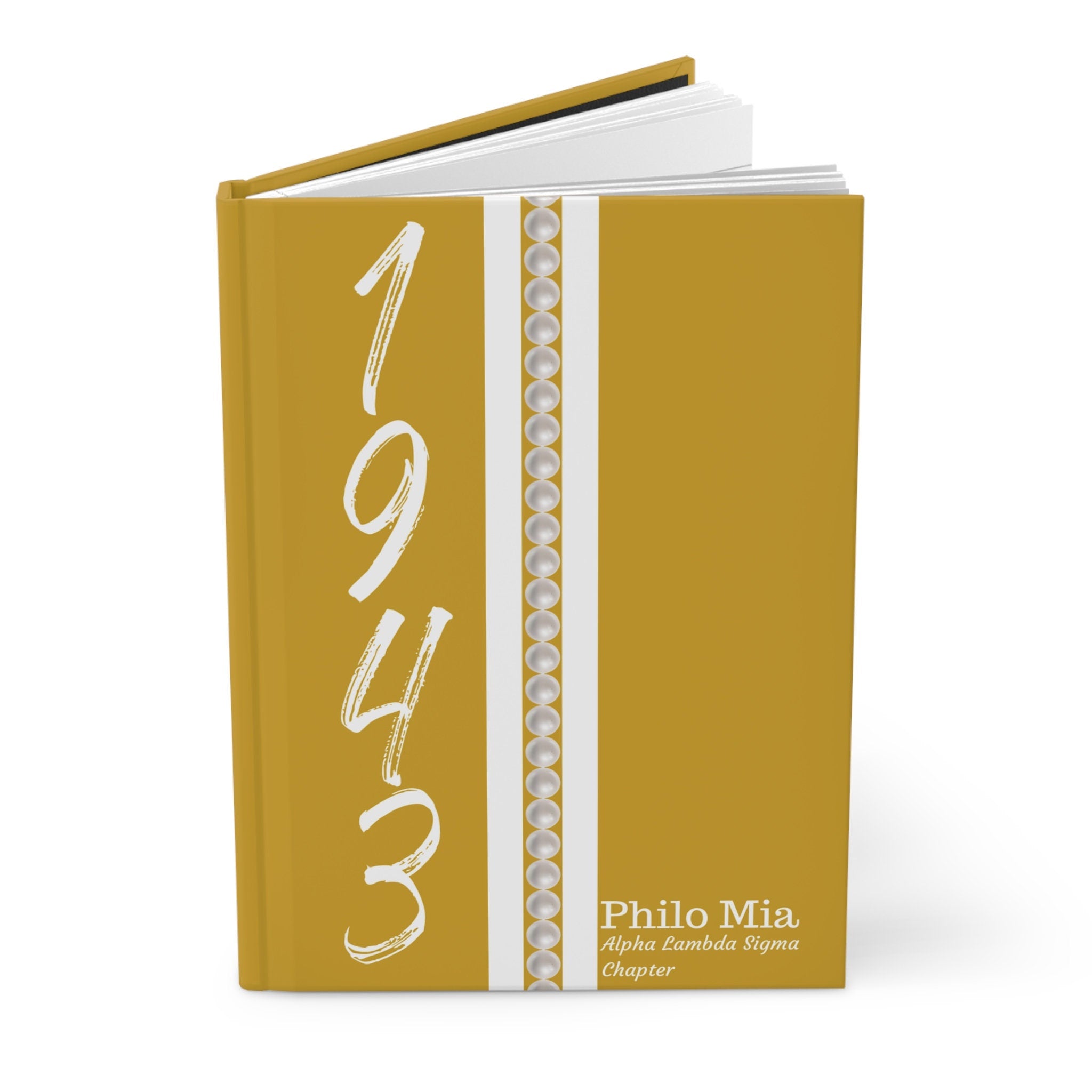 Personalized (Pearls) Philo Affiliate 1943 Jersey (Gold Cover) Hardcover Journal Matte | Diary | 1943 | Friends of SGRho | Sorority Gifts
