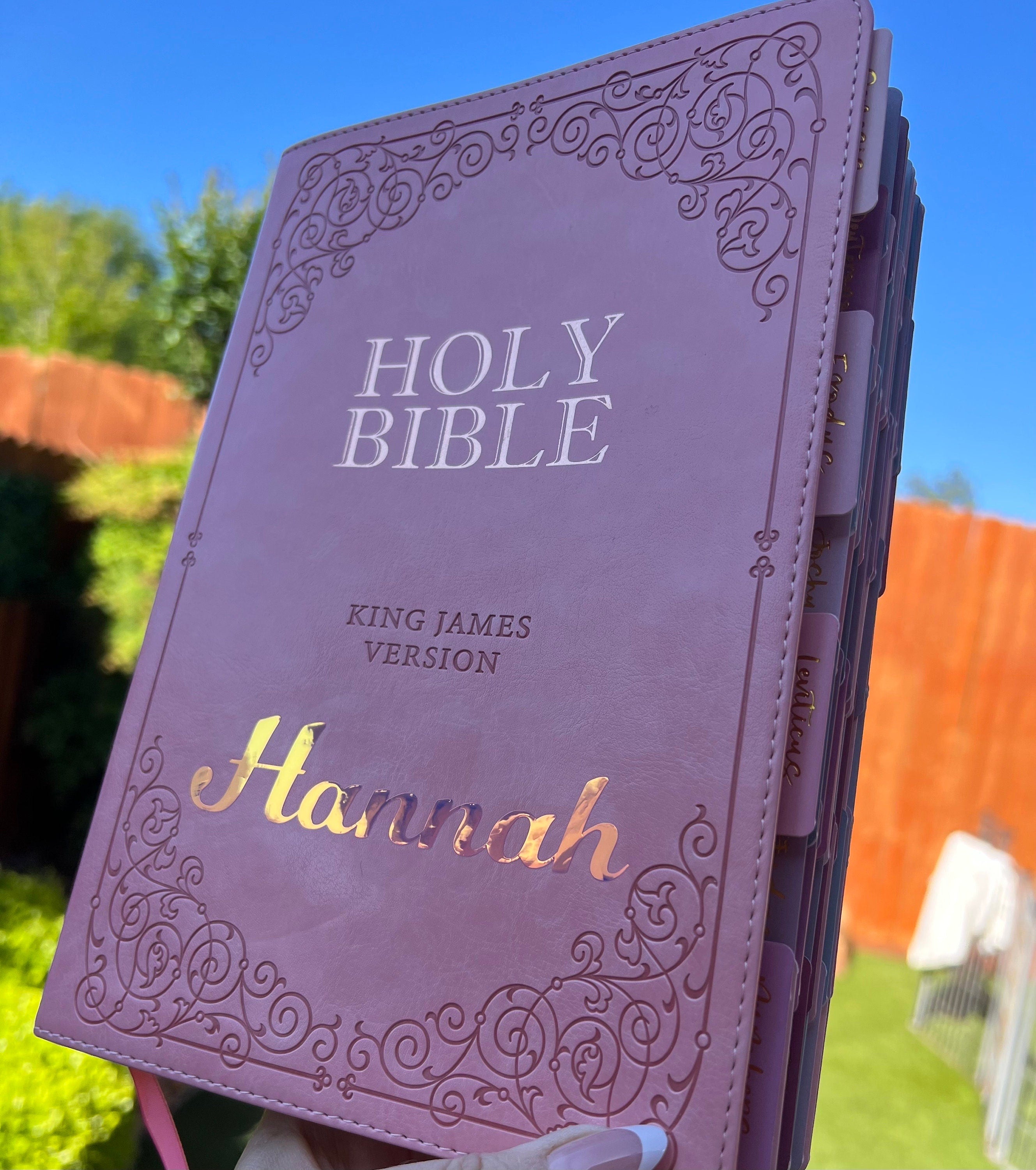 Beautiful KJV Pink LeatherSoft Giant Print Bible with Pink Ombre Tabs and Personalized with Name