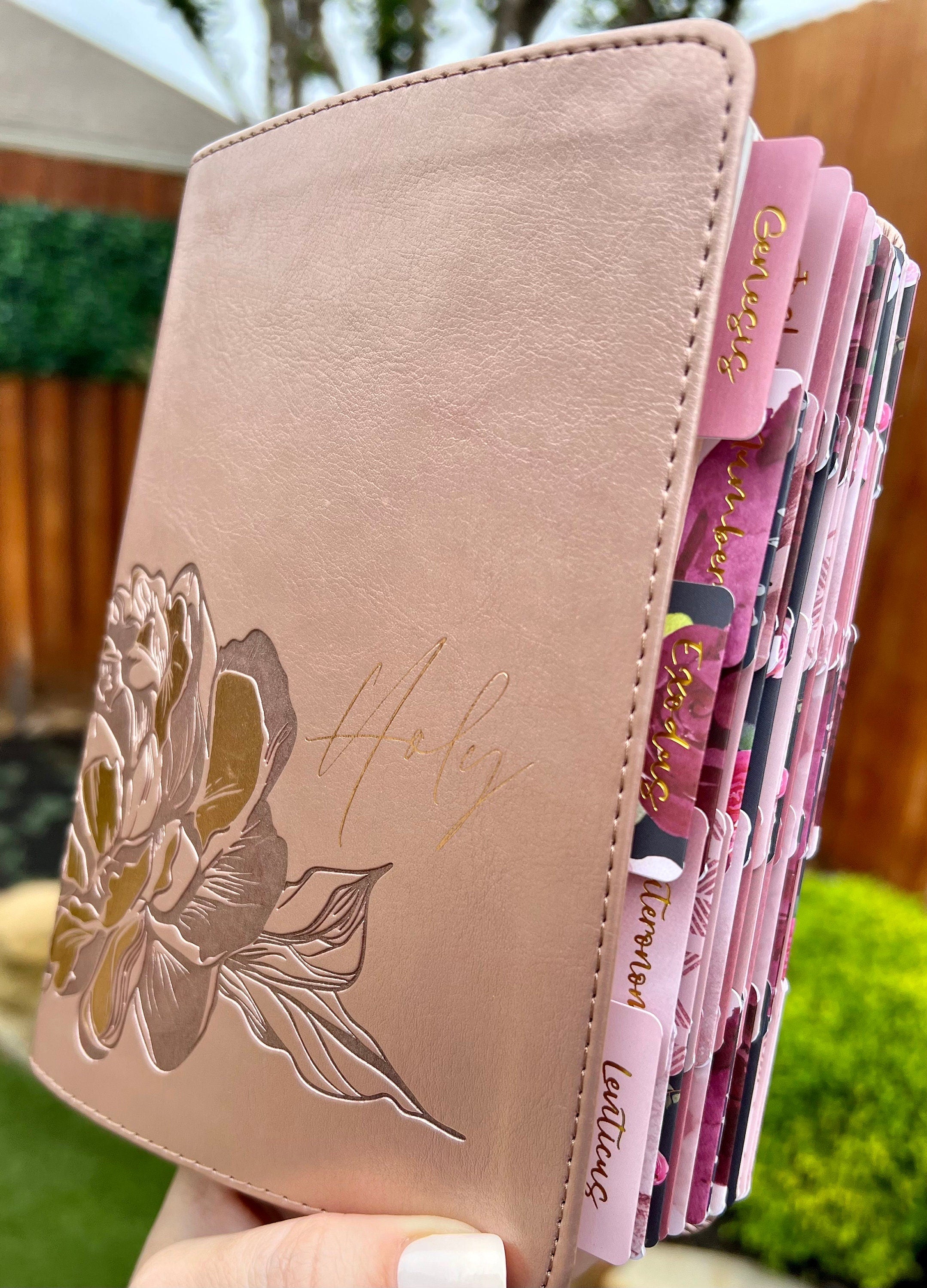 NLT Compact Giant Print Bible, Filament-Enabled Edition LeatherLike, Rose Metallic Peony, Red Letter with Floral Tabs