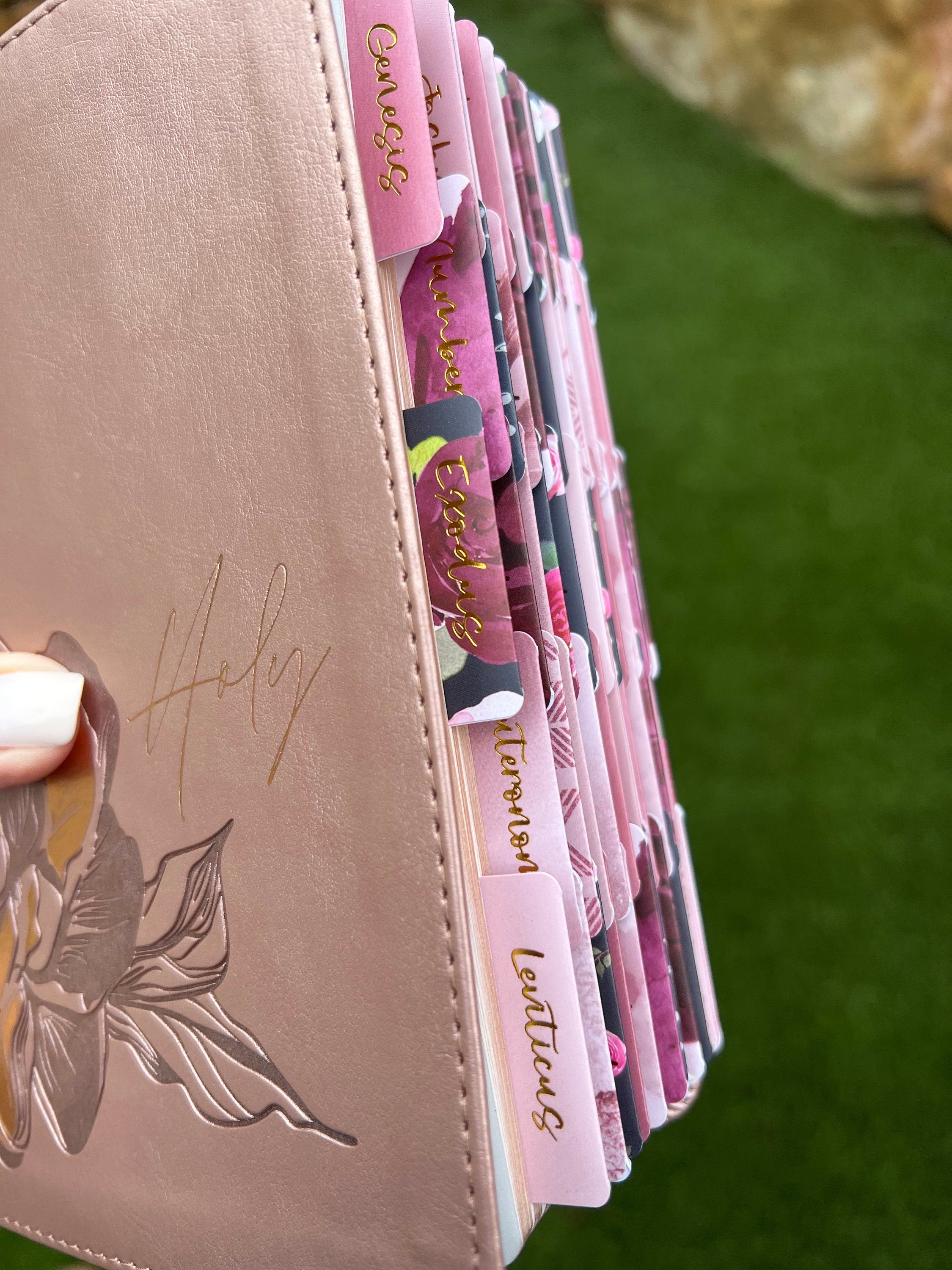 NLT Compact Giant Print Bible, Filament-Enabled Edition LeatherLike, Rose Metallic Peony, Red Letter with Floral Tabs