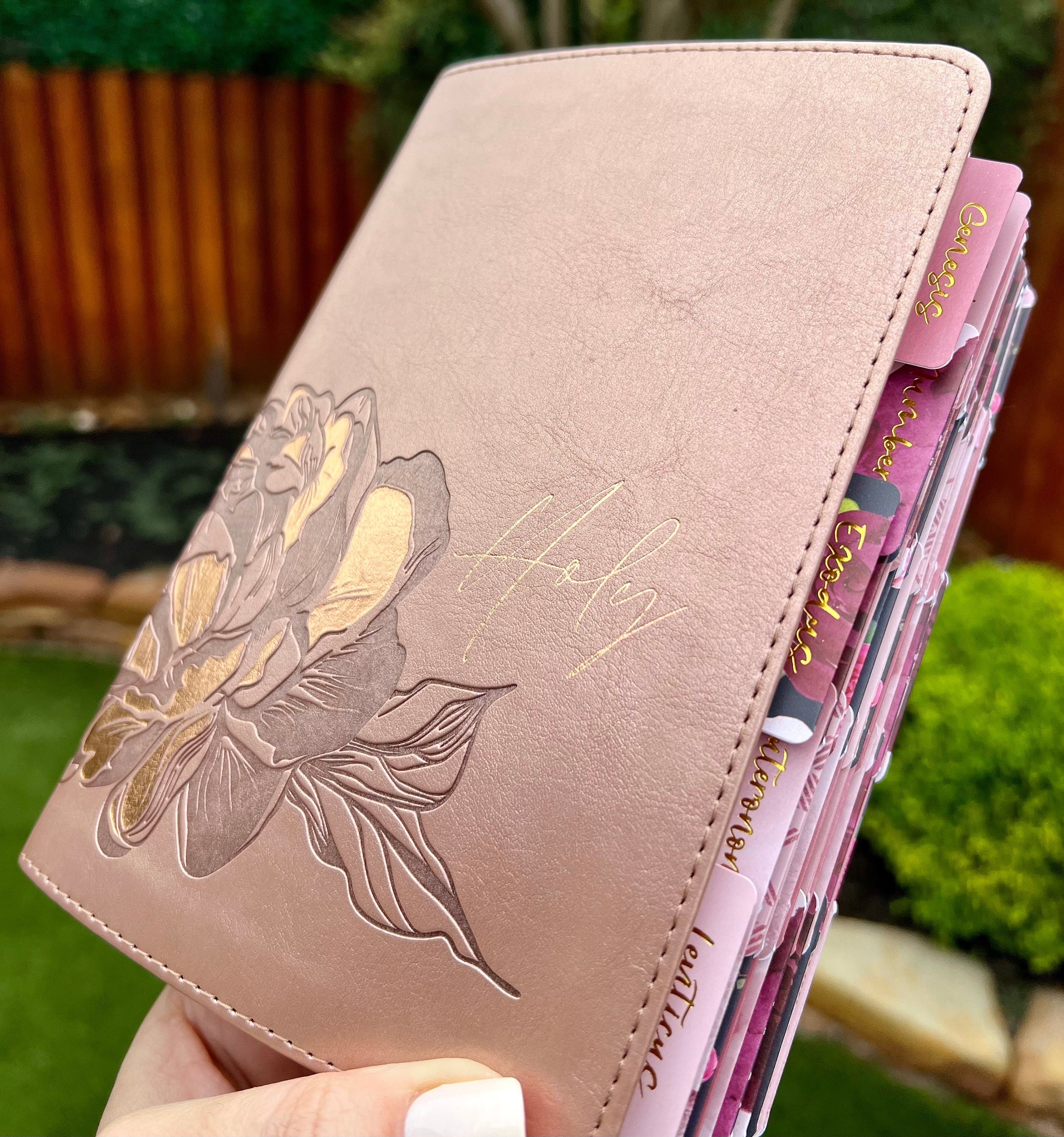 NLT Compact Giant Print Bible, Filament-Enabled Edition LeatherLike, Rose Metallic Peony, Red Letter with Floral Tabs