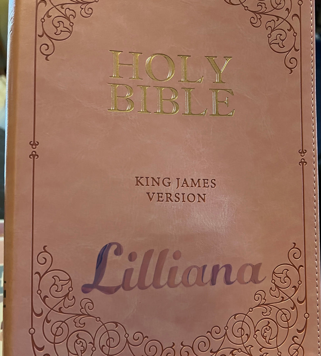 Beautiful KJV Pink LeatherSoft Giant Print Bible with Pink Ombre Tabs and Personalized with Name