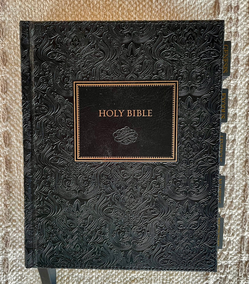 Beautiful Tabbed KJV Bible, Black and Gold Bible, Journaling KJV Bible