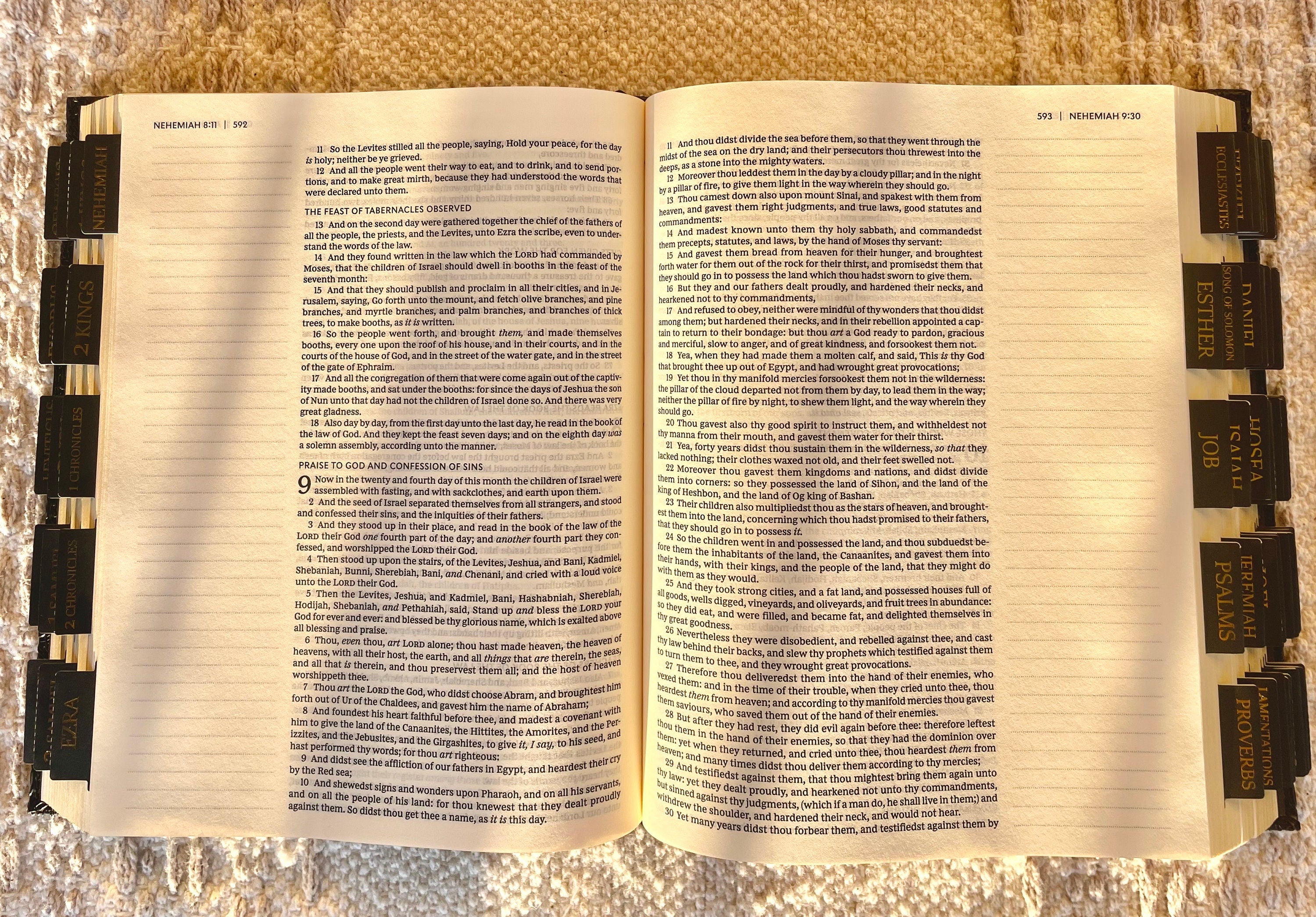 Beautiful Tabbed KJV Bible, Black and Gold Bible, Journaling KJV Bible