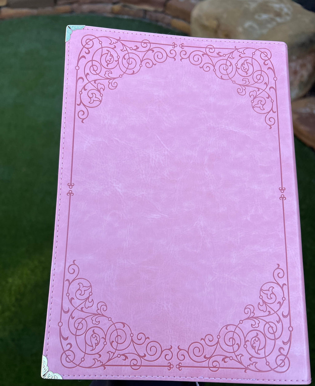 Beautifully Simple KJV Pink Leather Soft Giant Print Bible with Decorative/ Protective Gold Corners and Custom Name Option