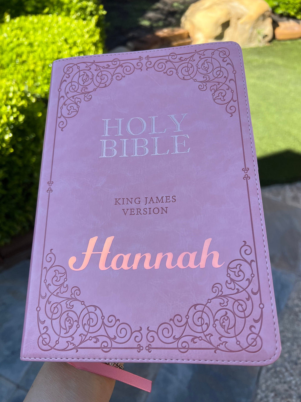 Beautiful KJV Pink LeatherSoft Giant Print Bible with Pink Ombre Tabs and Personalized with Name