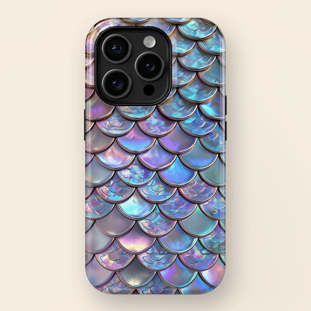iPhone Case with Iridescent Mermaid Scale Pattern Design • Magsafe Phone Case • For iPhone 15, 14, 13, 12, 11, XR, XS, Pro, Max, Mini