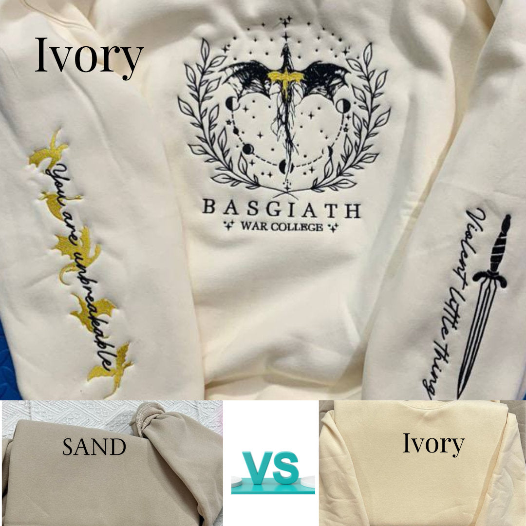Fourth Wing Embroidered Sweatshirt,Custom Basgiath War College, Dragon Rider,Violet Sorrengail,Rebecca Yorros,Xaden Riorson,Fantasy Reader