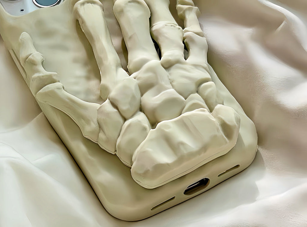 Skull Theme Phone Case, Engraved Skeleton Phone Case, Unique 3D Phone Case, Skull Phone Stand, Skulls and Bones, iPhone Case, iPhone 13 14