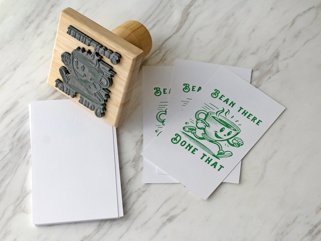 Custom Logo Wood Stamp for Business, Coffee Cup Stamp, Wedding Stamp with Ink Pad, Small Business Rubber Stamps, Kraft Paper Bag Branding, Small & Large Stamps for Mailers