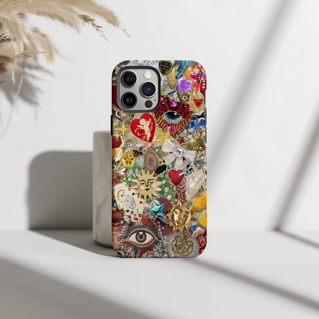 Vintage Mosaic Charm Phone Case, Mosaic Tiles Case, Mosaic Art, iPhone 15 14 13 12 11 Pro Max 8 Plus X, Samsung Galaxy S23 S22 S20 Ultra