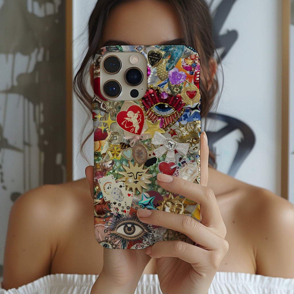 Vintage Mosaic Charm Phone Case, Mosaic Tiles Case, Mosaic Art, iPhone 15 14 13 12 11 Pro Max 8 Plus X, Samsung Galaxy S23 S22 S20 Ultra