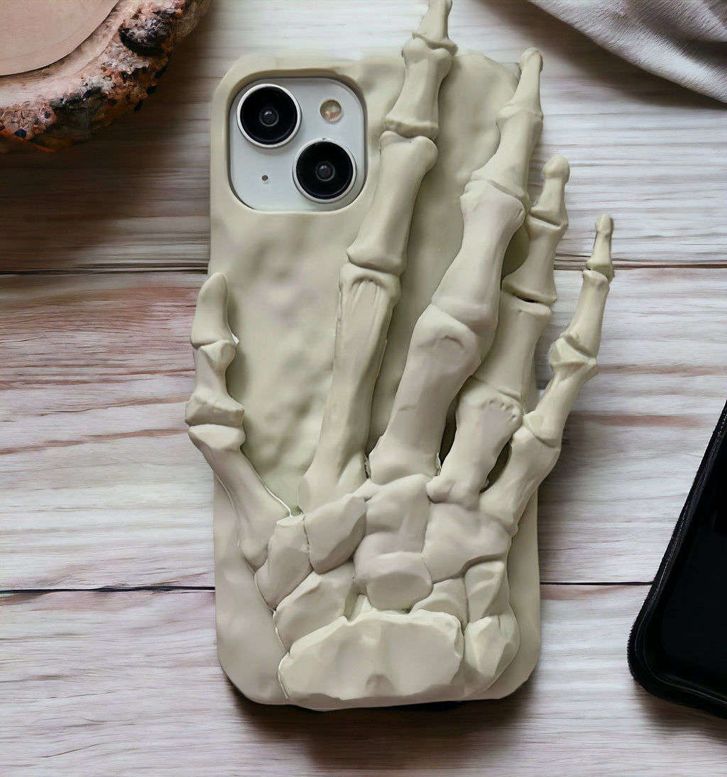 Skull Theme Phone Case, Engraved Skeleton Phone Case, Unique 3D Phone Case, Skull Phone Stand, Skulls and Bones, iPhone Case, iPhone 13 14