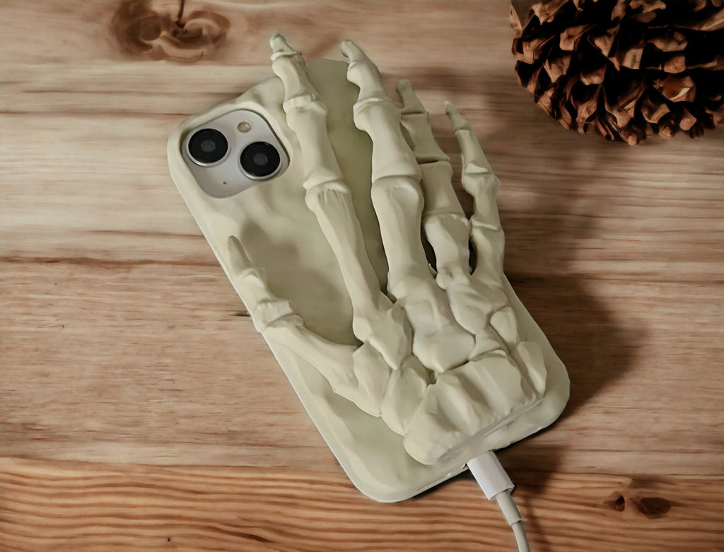 Skull Theme Phone Case, Engraved Skeleton Phone Case, Unique 3D Phone Case, Skull Phone Stand, Skulls and Bones, iPhone Case, iPhone 13 14