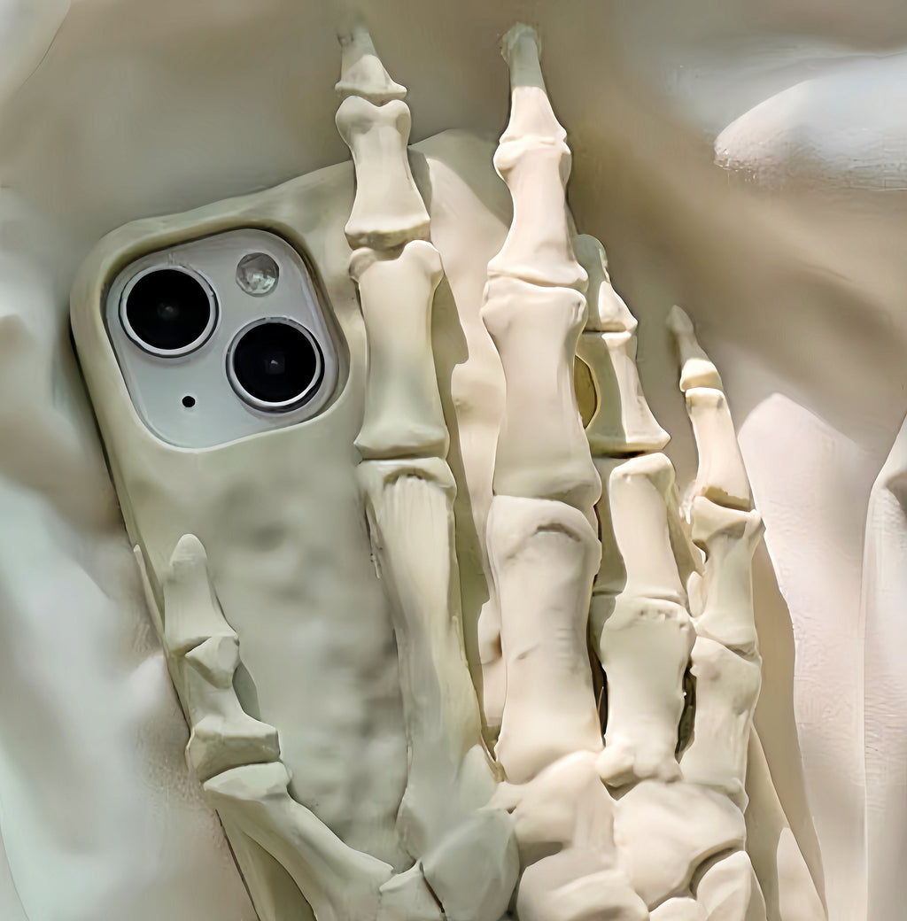 Skull Theme Phone Case, Engraved Skeleton Phone Case, Unique 3D Phone Case, Skull Phone Stand, Skulls and Bones, iPhone Case, iPhone 13 14