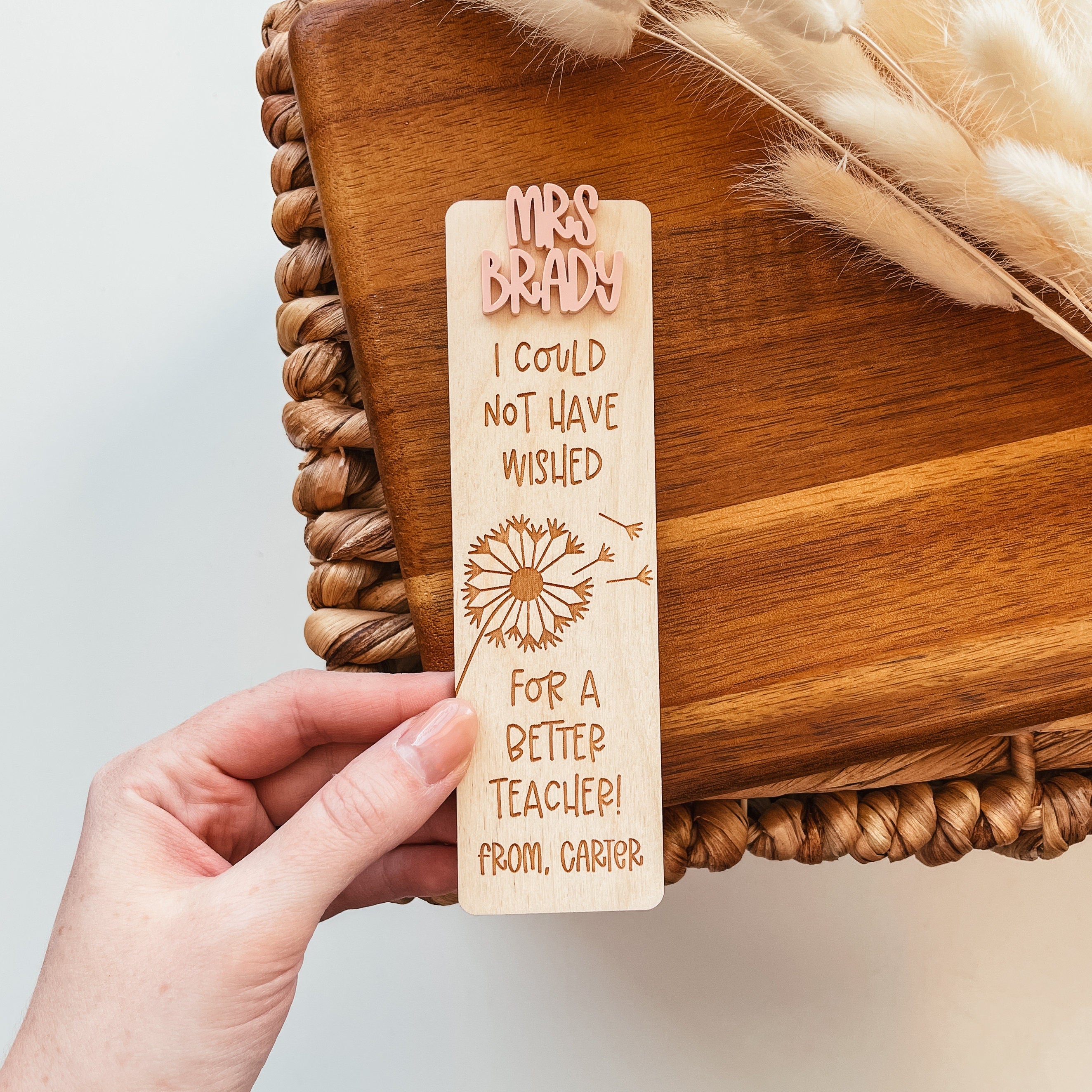 Custom Teacher Name Bookmark, Personalized Teacher Bookmark, Engraved Wood Bookmark, Teacher Appreciation Gift, Bookmark for Teacher