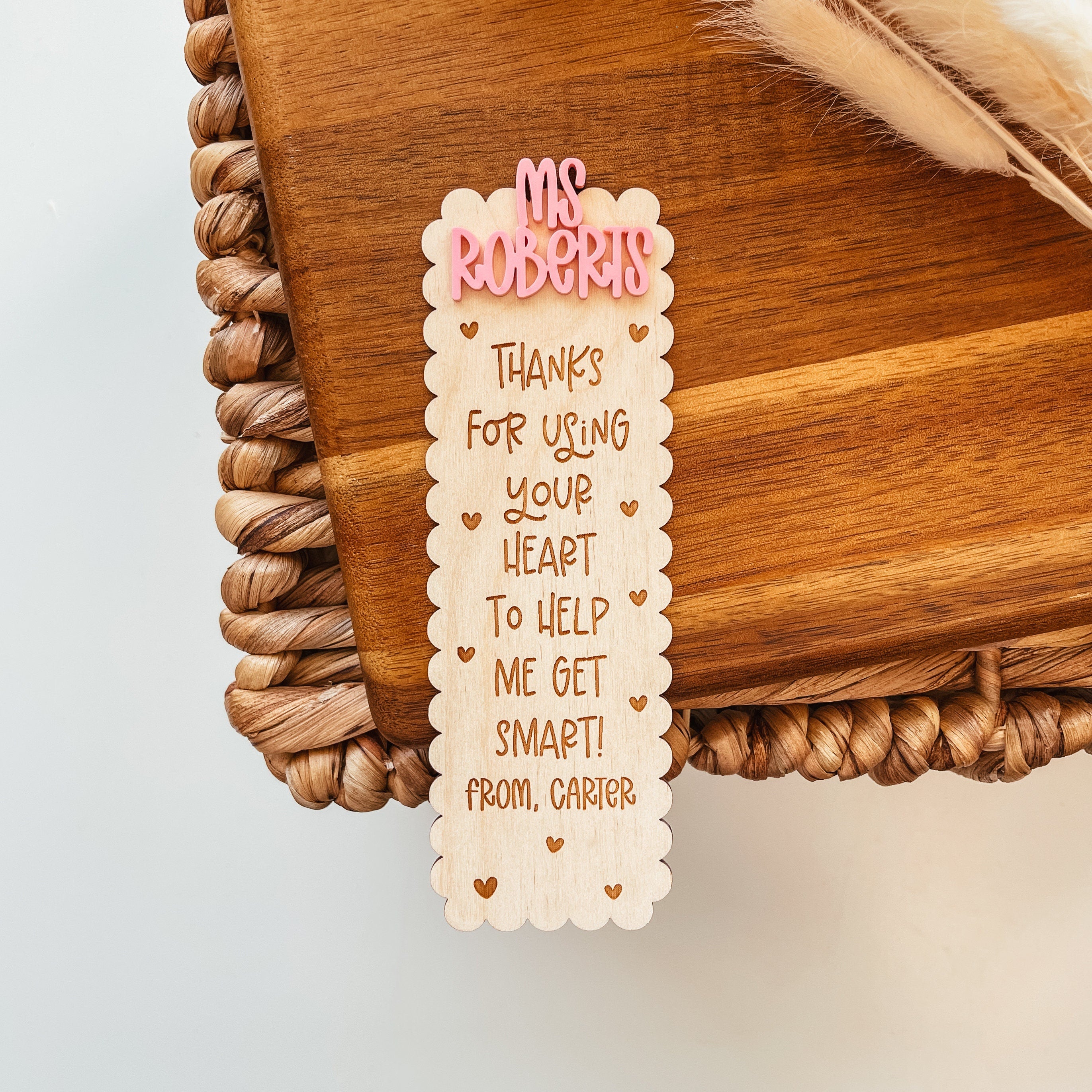 Custom Teacher Name Bookmark, Personalized Teacher Bookmark, Engraved Wood Bookmark, Teacher Appreciation Gift, Bookmark for Teacher