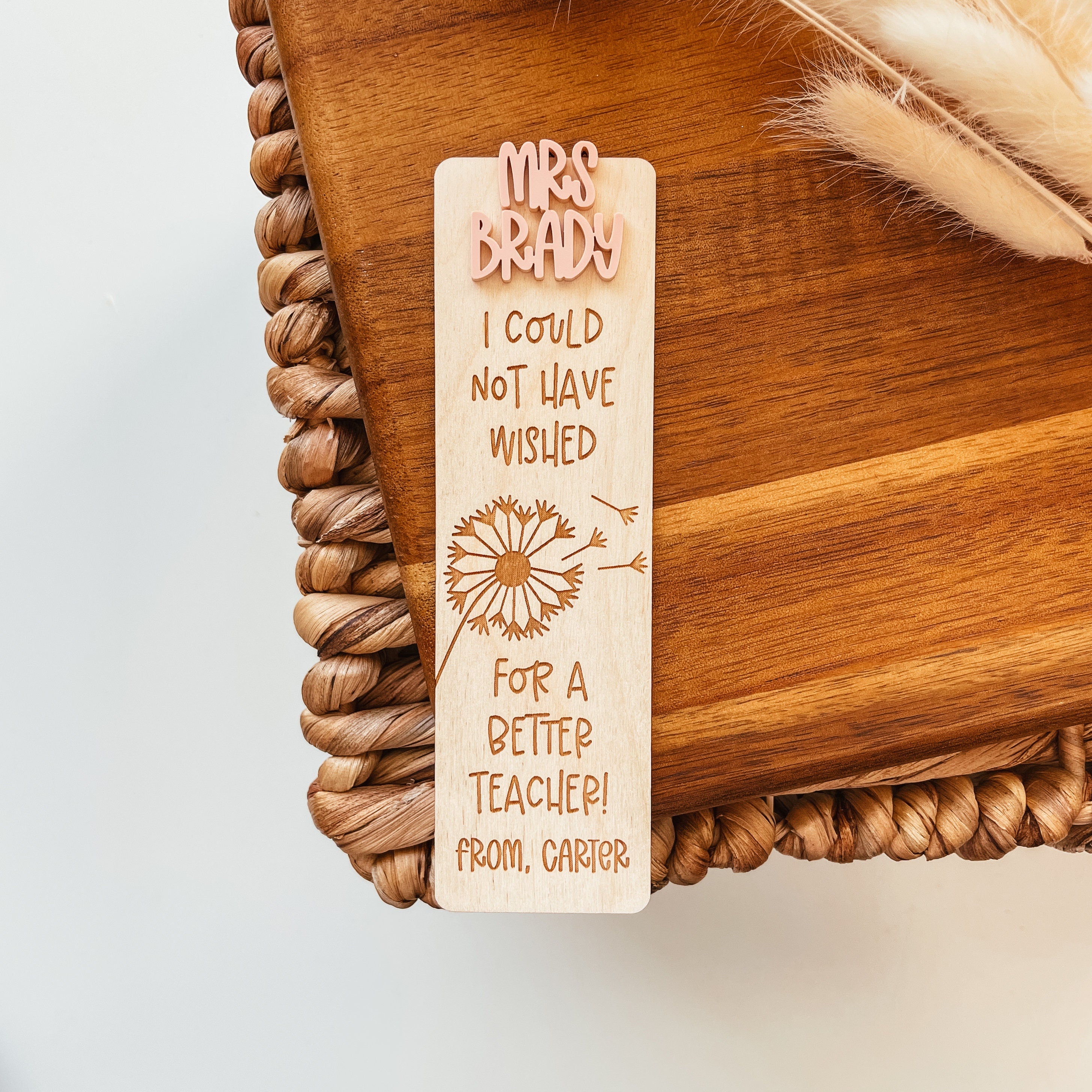 Custom Teacher Name Bookmark, Personalized Teacher Bookmark, Engraved Wood Bookmark, Teacher Appreciation Gift, Bookmark for Teacher