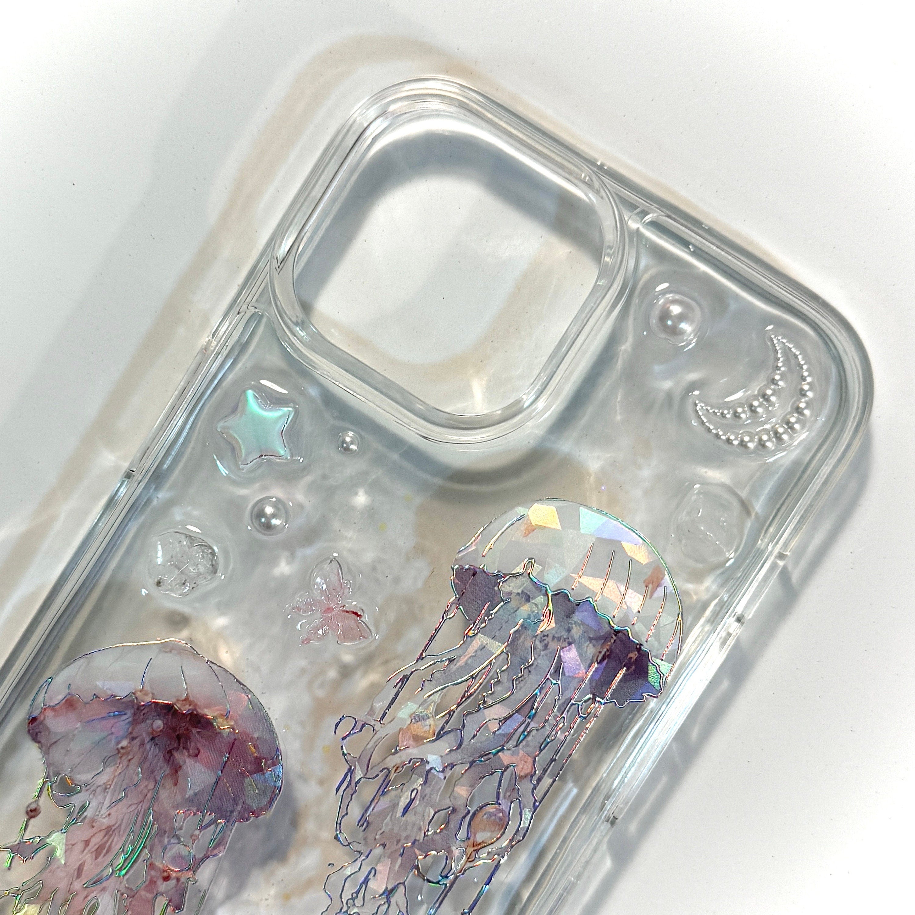 white pearl jellyfish phone case