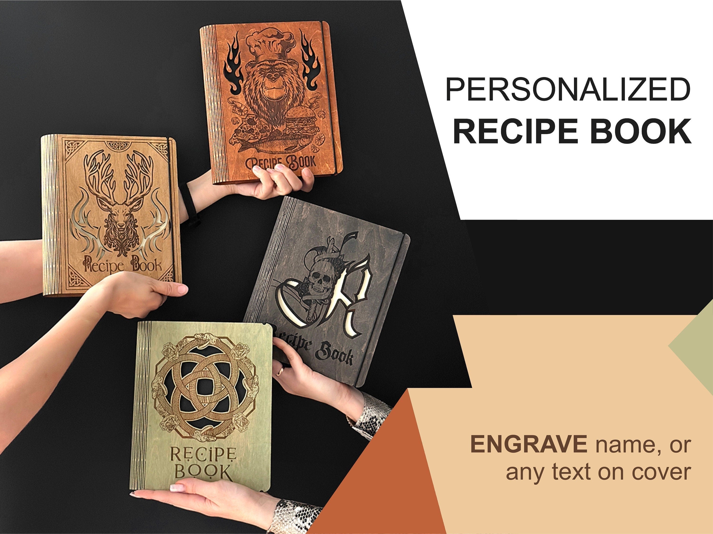 Personalized Wooden Recipe Book Binder Custom Journal Cookbook Notebook Fathers Day gift Daddy Gift Daughter Birthday Gift Gift Moms