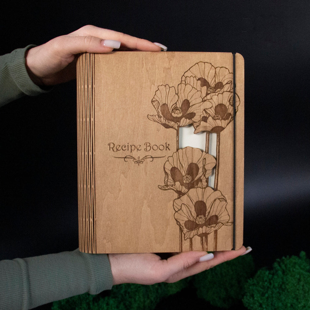 Personalized Wooden Recipe Book Binder Custom Journal Cookbook Notebook Fathers Day gift Daddy Gift Daughter Birthday Gift Gift Moms