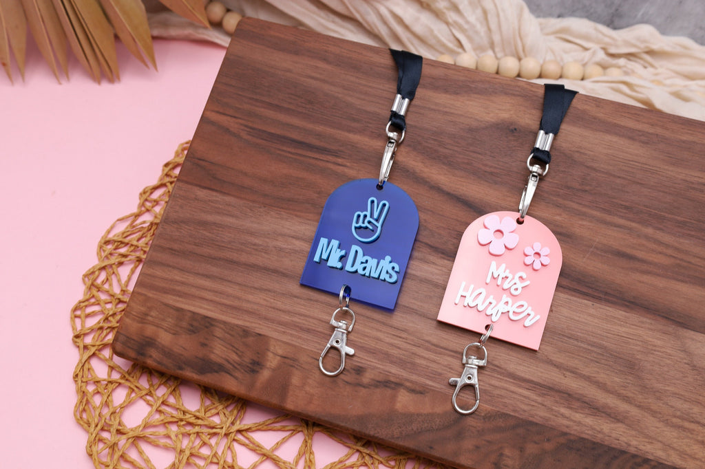 Personalized Name Educator Lanyard, Custom Acrylic Pendant Lanyard with Name, Back to School Gift, Teacher Appreciation Gift, Gift for Him/Her