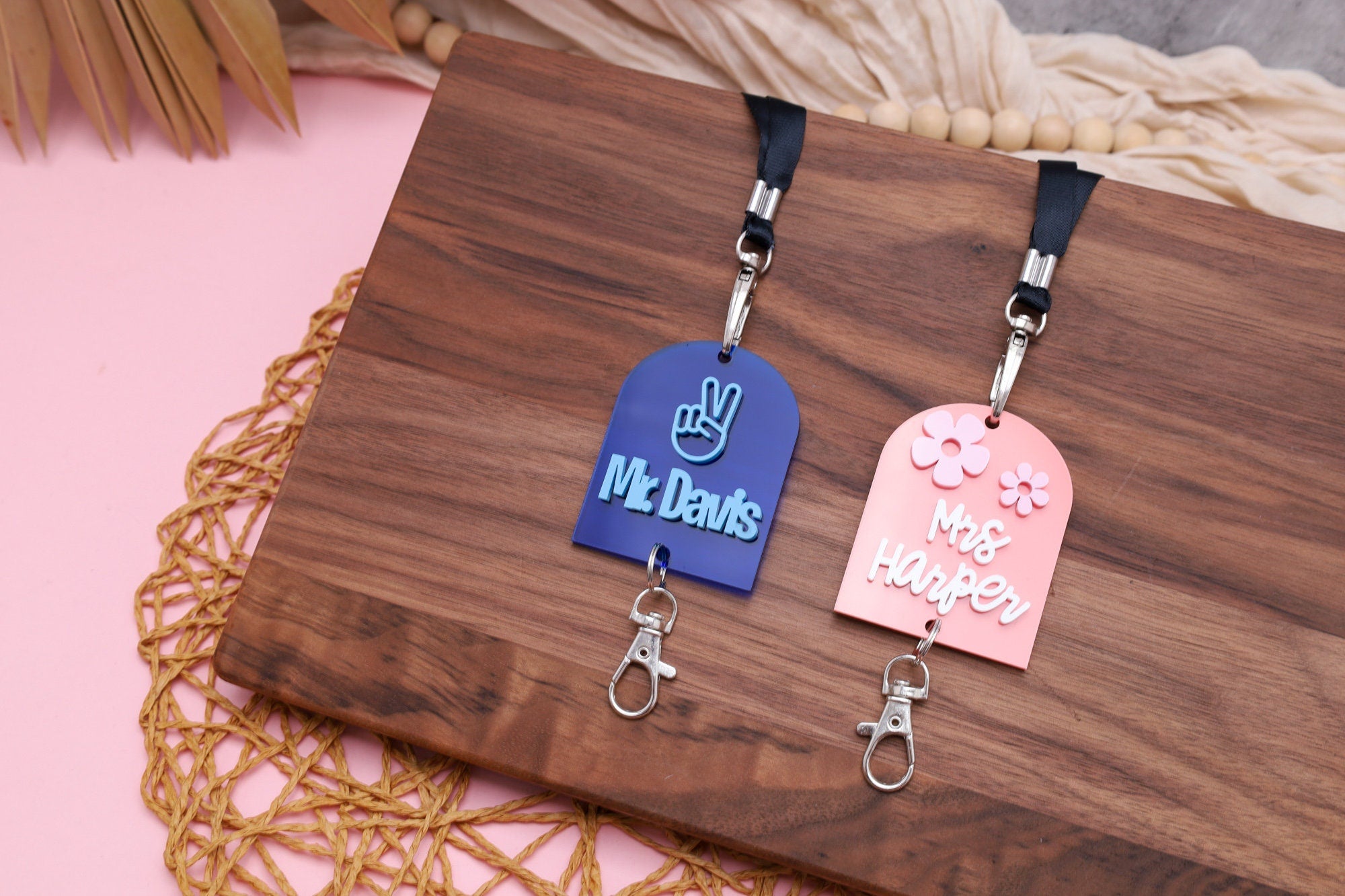 Personalized Name Educator Lanyard, Custom Acrylic Pendant Lanyard with Name, Back to School Gift, Teacher Appreciation Gift, Gift for Him/Her