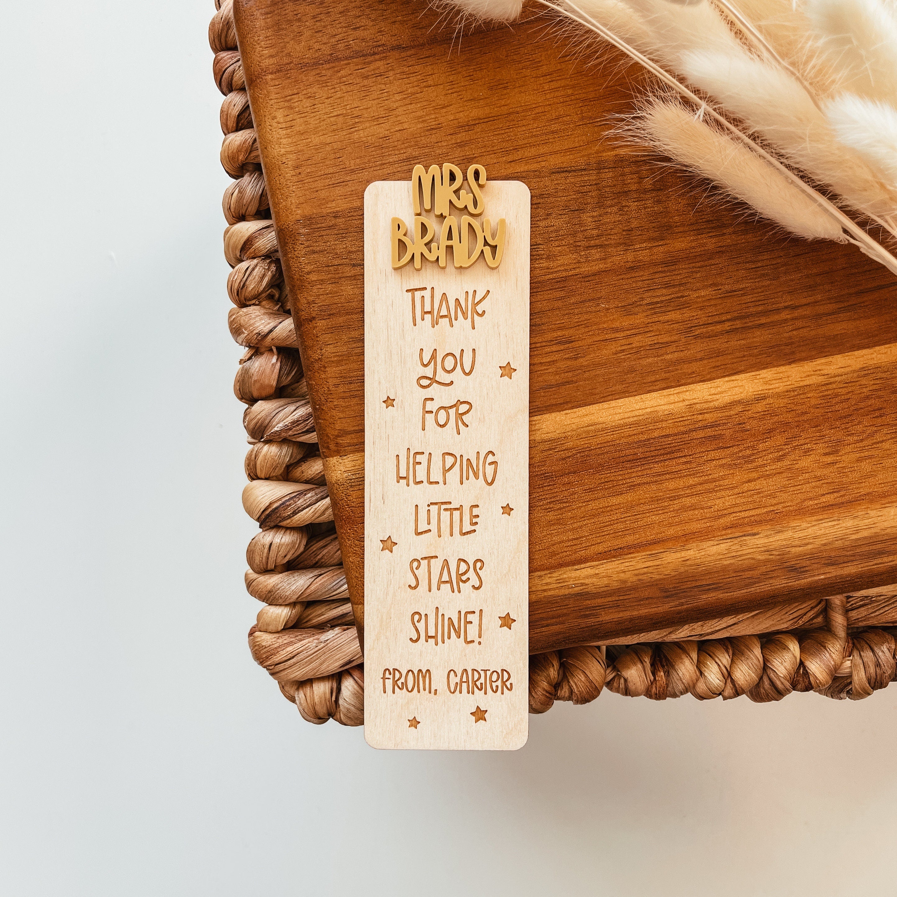 Custom Teacher Name Bookmark, Personalized Teacher Bookmark, Engraved Wood Bookmark, Teacher Appreciation Gift, Bookmark for Teacher