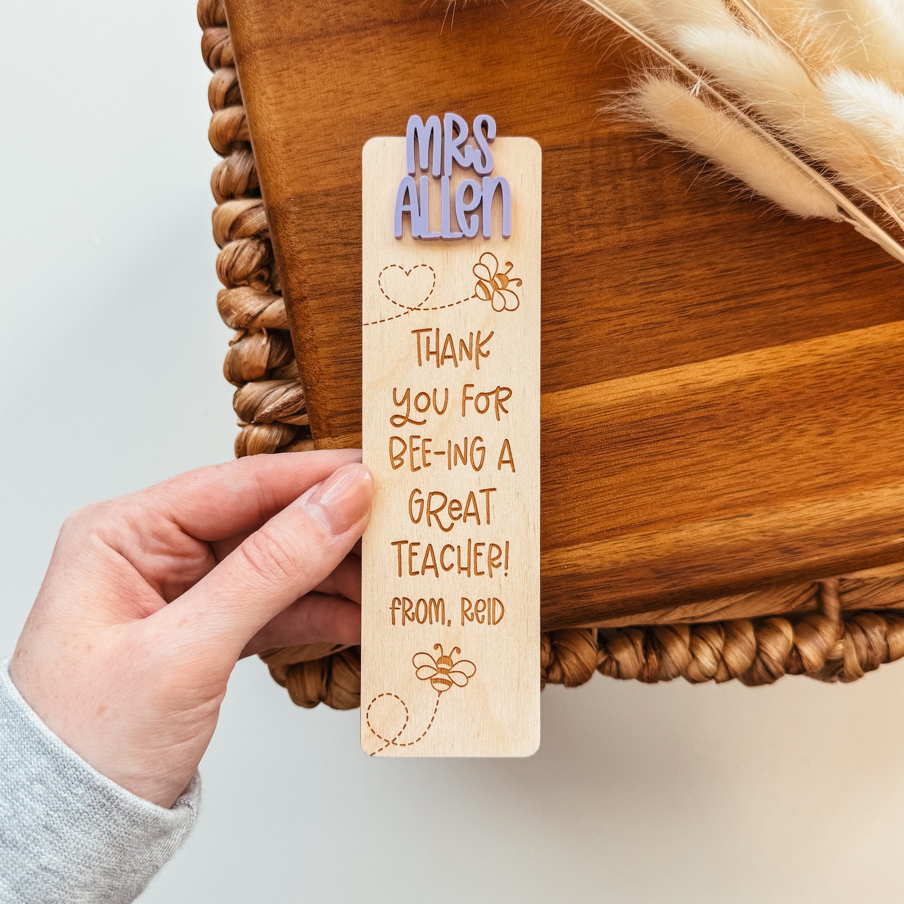 Custom Teacher Name Bookmark, Personalized Teacher Bookmark, Engraved Wood Bookmark, Teacher Appreciation Gift, Bookmark for Teacher