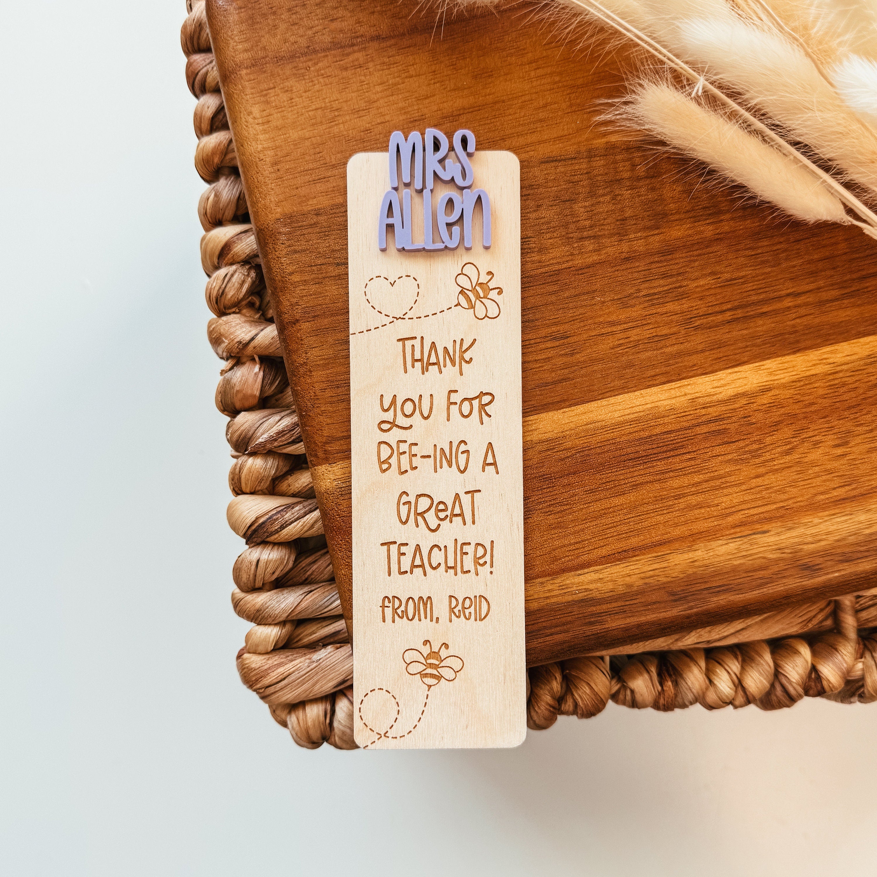 Custom Teacher Name Bookmark, Personalized Teacher Bookmark, Engraved Wood Bookmark, Teacher Appreciation Gift, Bookmark for Teacher