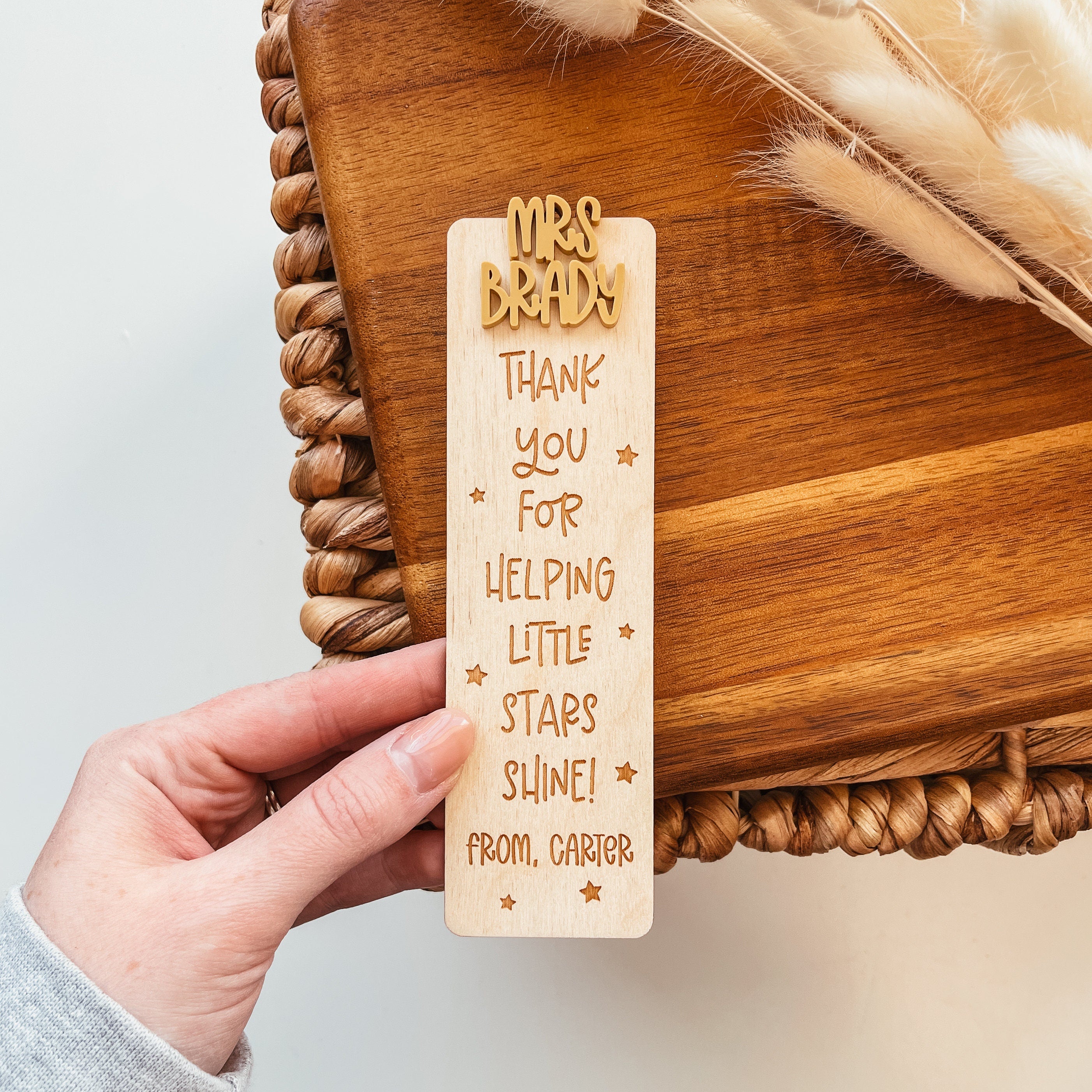 Custom Teacher Name Bookmark, Personalized Teacher Bookmark, Engraved Wood Bookmark, Teacher Appreciation Gift, Bookmark for Teacher