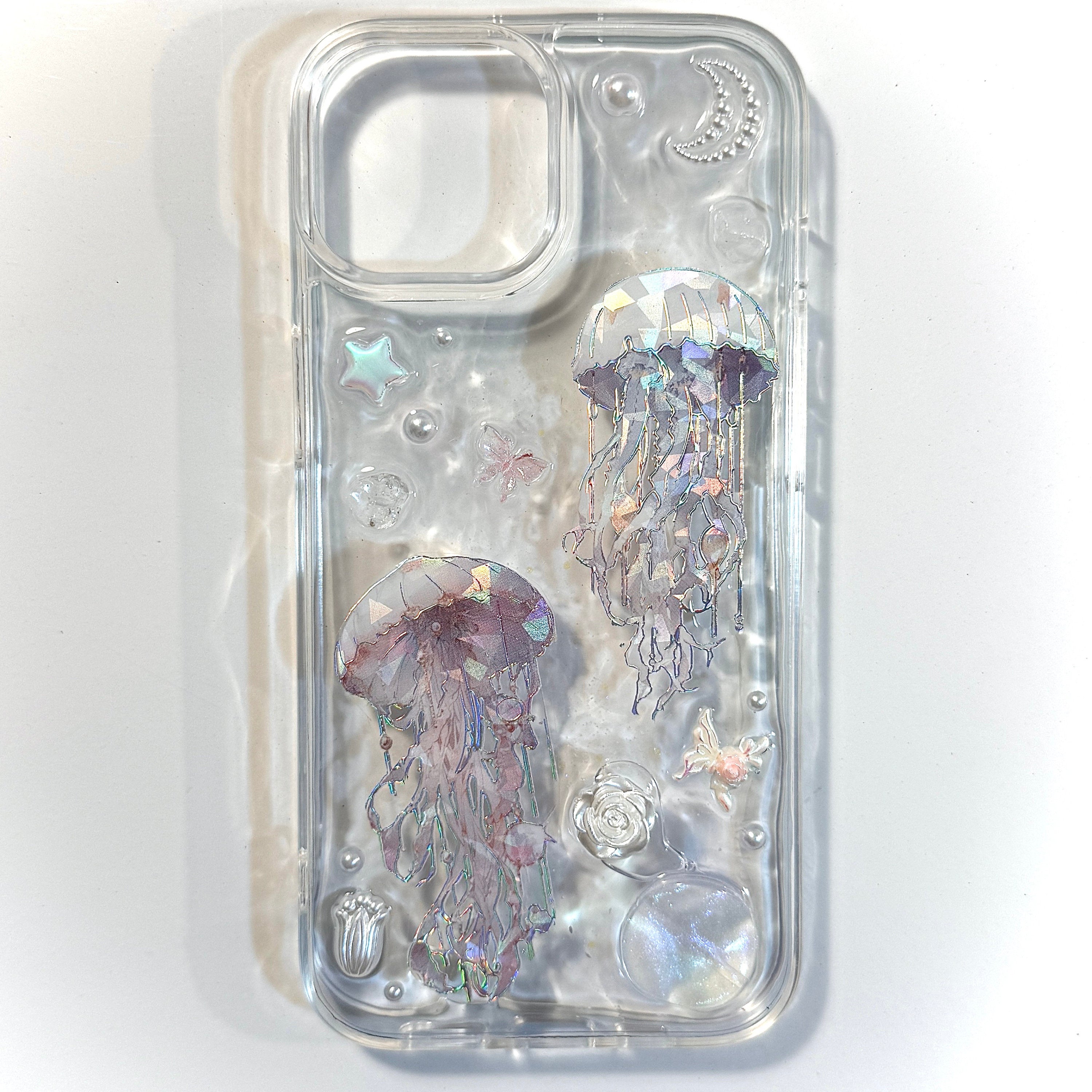white pearl jellyfish phone case