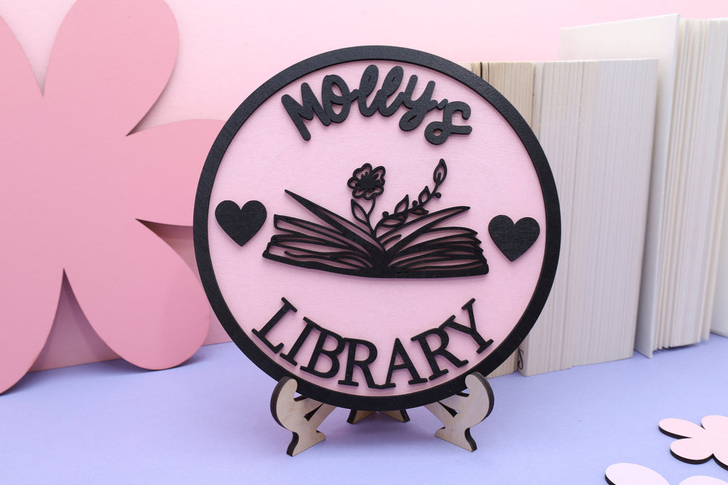 Personalized Library Sign, Bookshelf Sign, Library Book Nook, Book Lover Gift, Reader Gift, Book Shelf Decor, Bookish Sign, Bookcase Sign