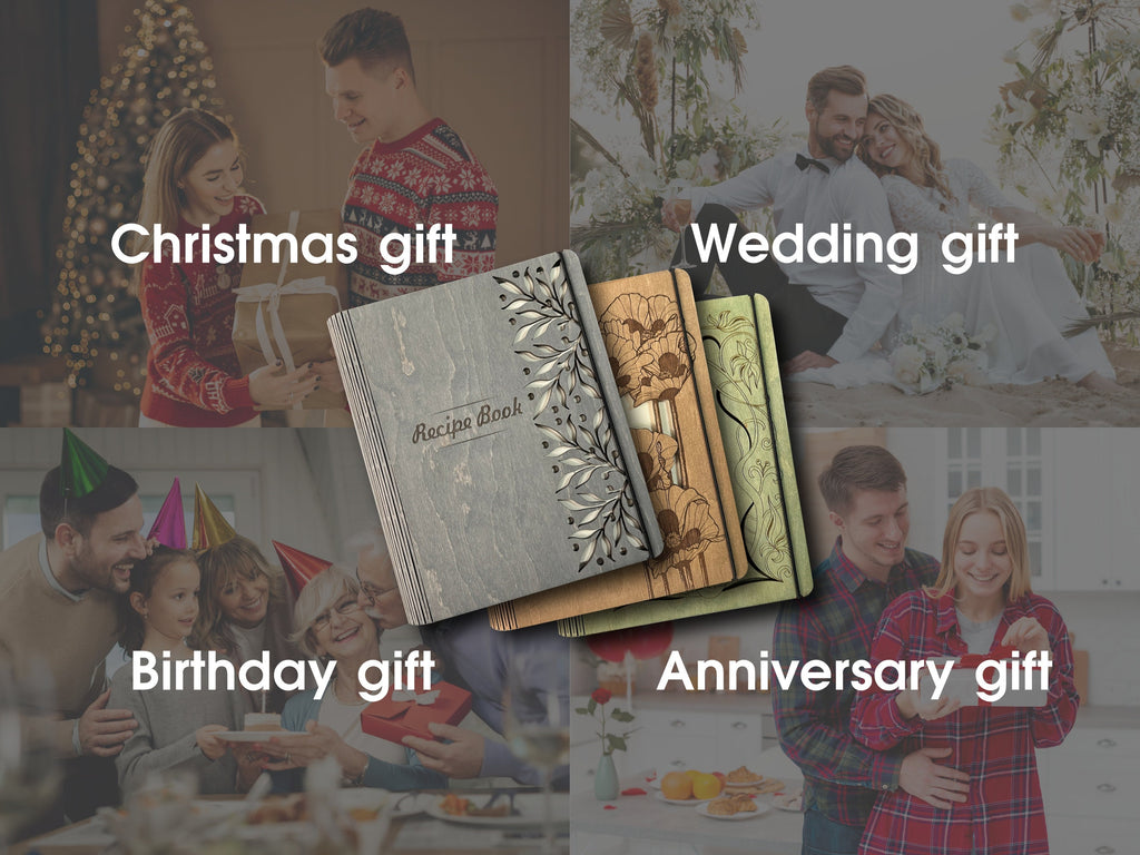 Personalized Wooden Recipe Book Binder Custom Journal Cookbook Notebook Fathers Day gift Daddy Gift Daughter Birthday Gift Gift Moms