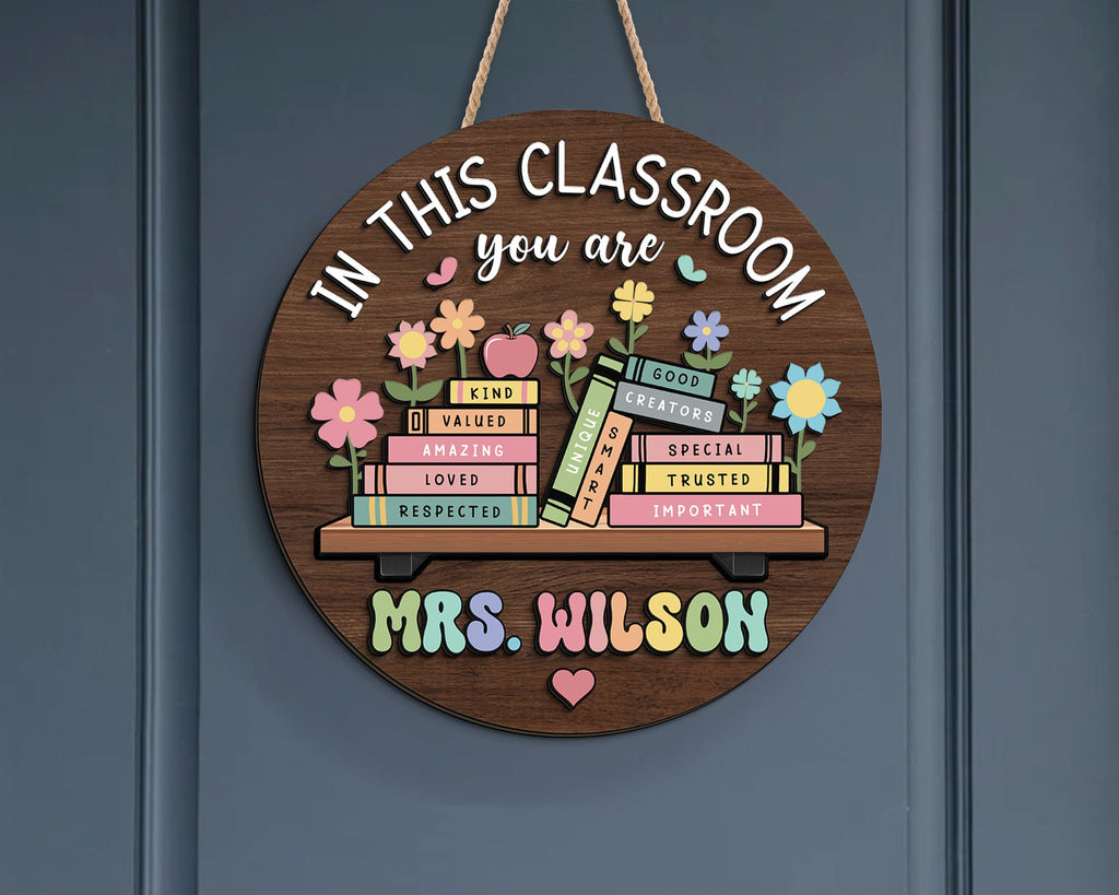 Custom Teacher 3D Door Hanger, In this Classroom You Are, Cute Teacher Door Sign, Back to School Gift, Custom Teacher Name, Classroom Decor