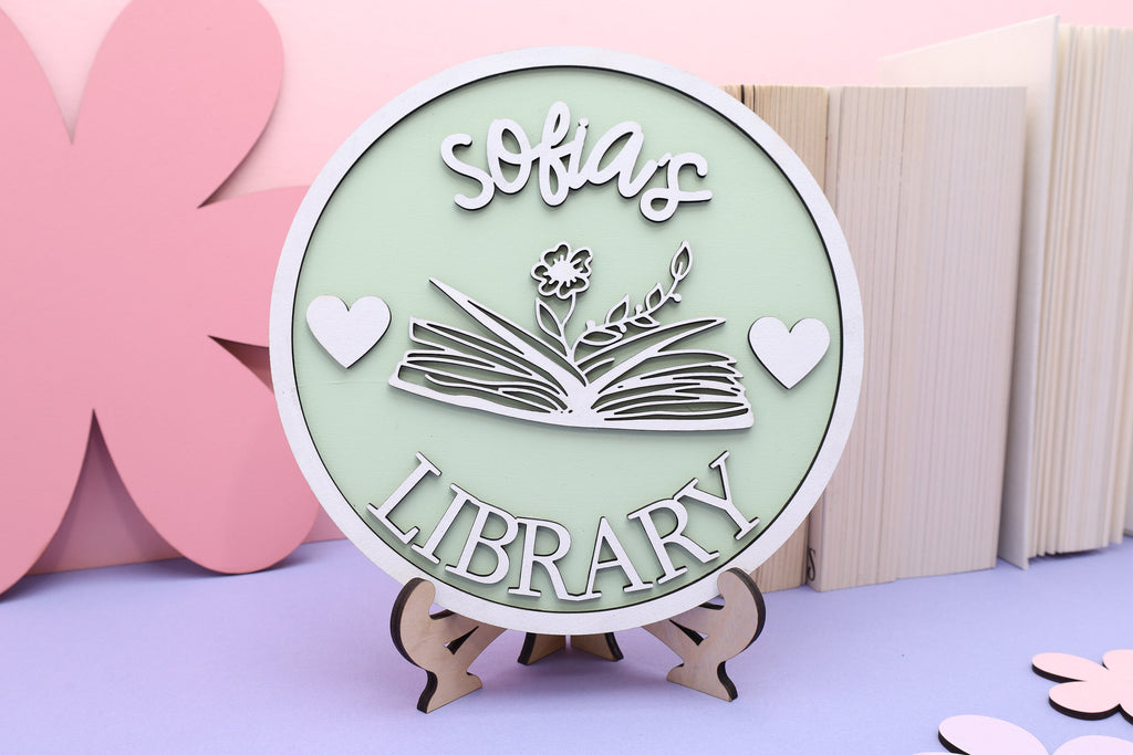 Personalized Library Sign, Bookshelf Sign, Library Book Nook, Book Lover Gift, Reader Gift, Book Shelf Decor, Bookish Sign, Bookcase Sign