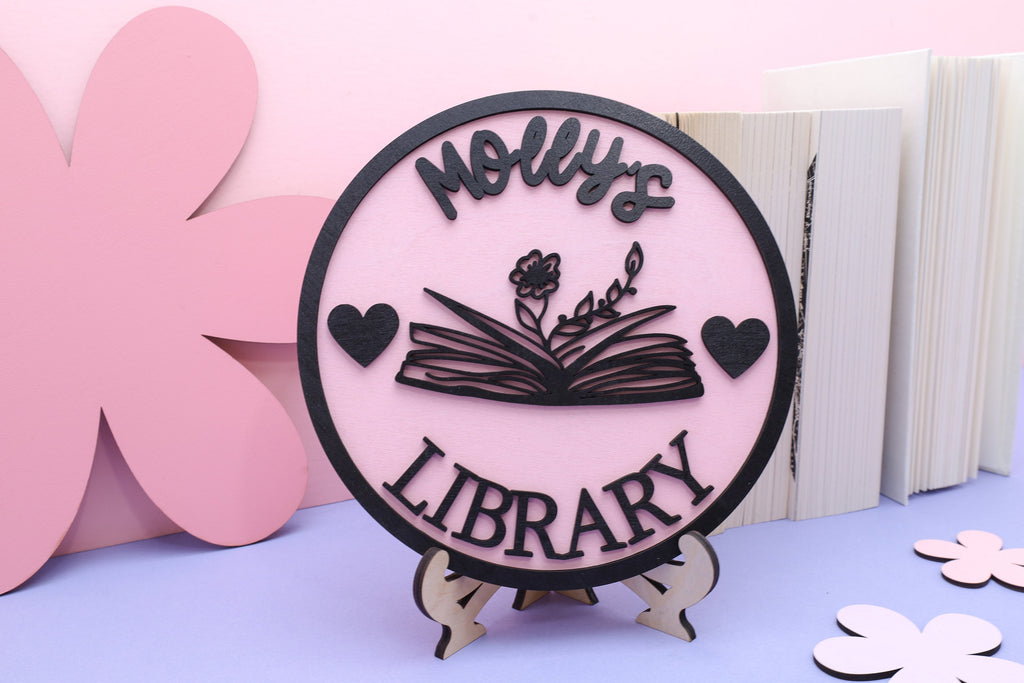 Personalized Library Sign, Bookshelf Sign, Library Book Nook, Book Lover Gift, Reader Gift, Book Shelf Decor, Bookish Sign, Bookcase Sign
