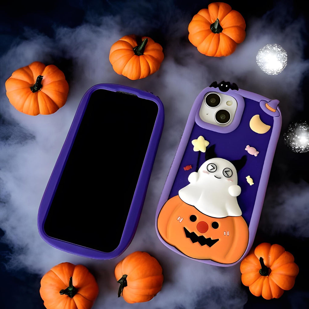 3D Halloween Pumpkin Ghost Handmade Phone Case, Spooky iPhone Case, Halloween Aesthetic, Perfect Halloween Gift