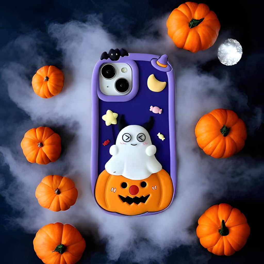 3D Halloween Pumpkin Ghost Handmade Phone Case, Spooky iPhone Case, Halloween Aesthetic, Perfect Halloween Gift