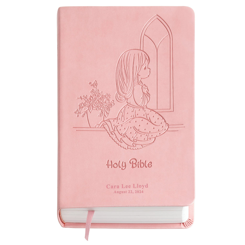 Personalized Precious Moments Bible Notebook, Religious Keepsake, For Kids, For Baptism, For Christening, ICB Version, Choose Blue or Pink