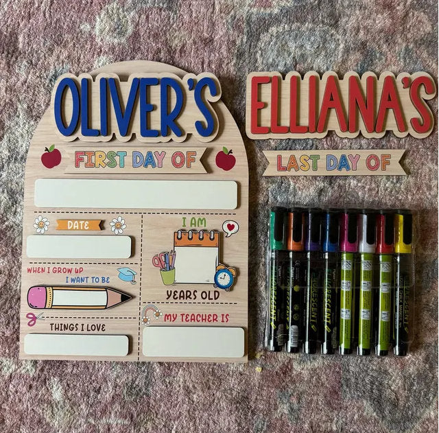 Customized First And Last Day School Sign, Back to School Sign, Kindergarten 1st Day of School Sign, First Day School Wooden School Board