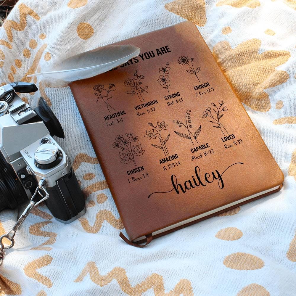 Personalized Prayer Journal For Women Custom Positive Affirmations Journal Christian Gift Religious Gift for Girls Journal God Says You Are