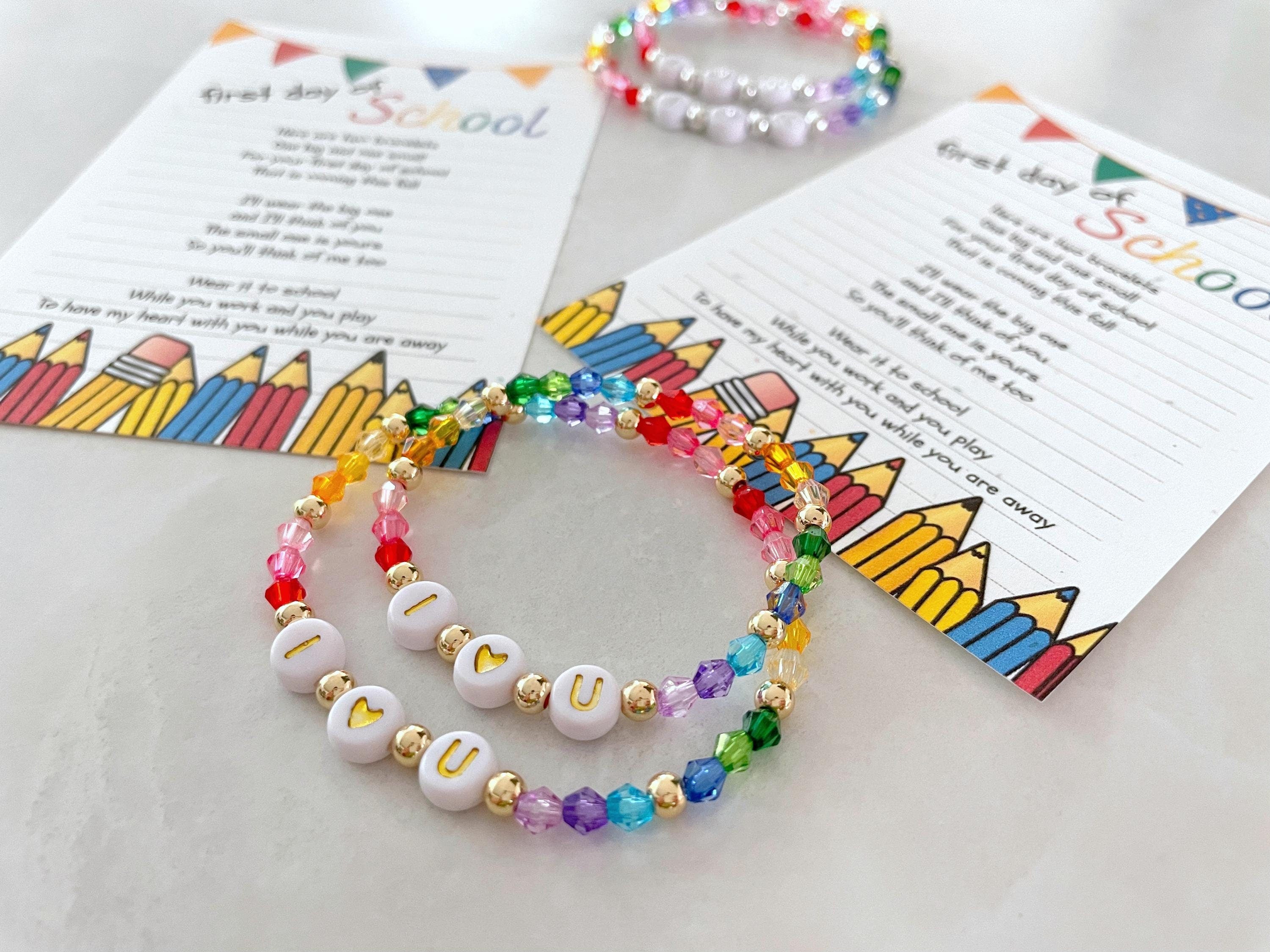 first day of school bracelet set | kindergarten bracelet | mommy and me bracelet | rainbow bracelet | preschool bracelet | kids bracelet