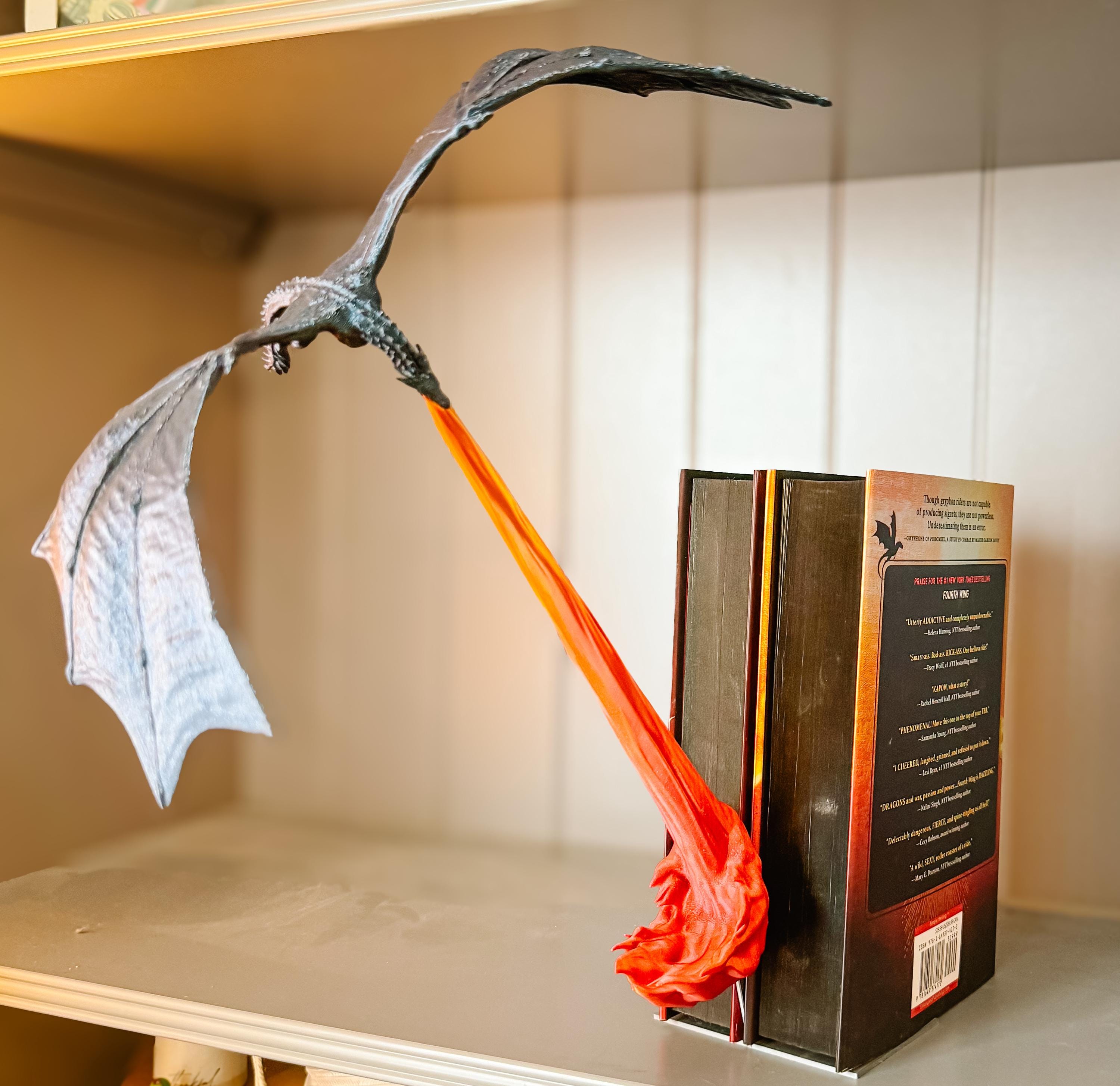 Fly-By Fire Breathing Dragon Bookshelf Decor - Fantasy Display for Dragon Lovers | Dragon Book Shelf Decor | Graduation Gift | Graduate Gift